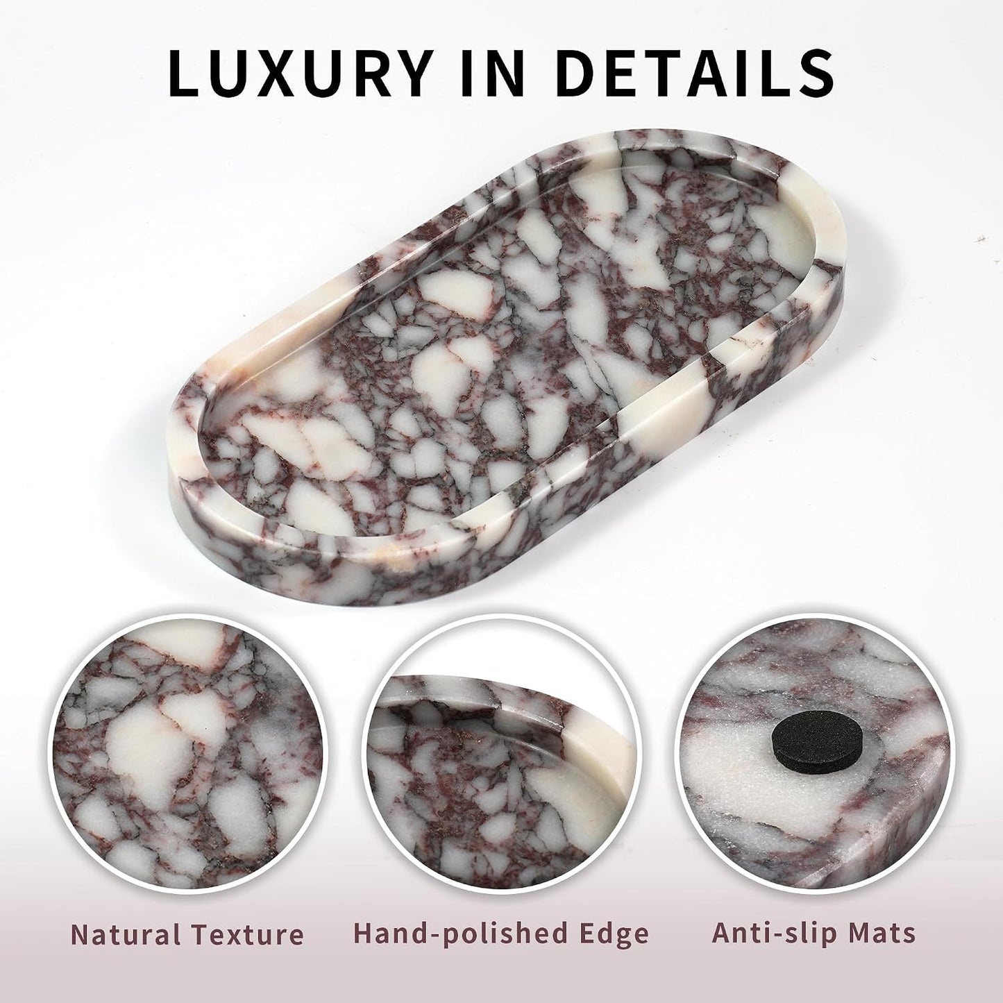 Catchall Organizer / Violet Marble Oval Tray / Oval-calacatta Viola