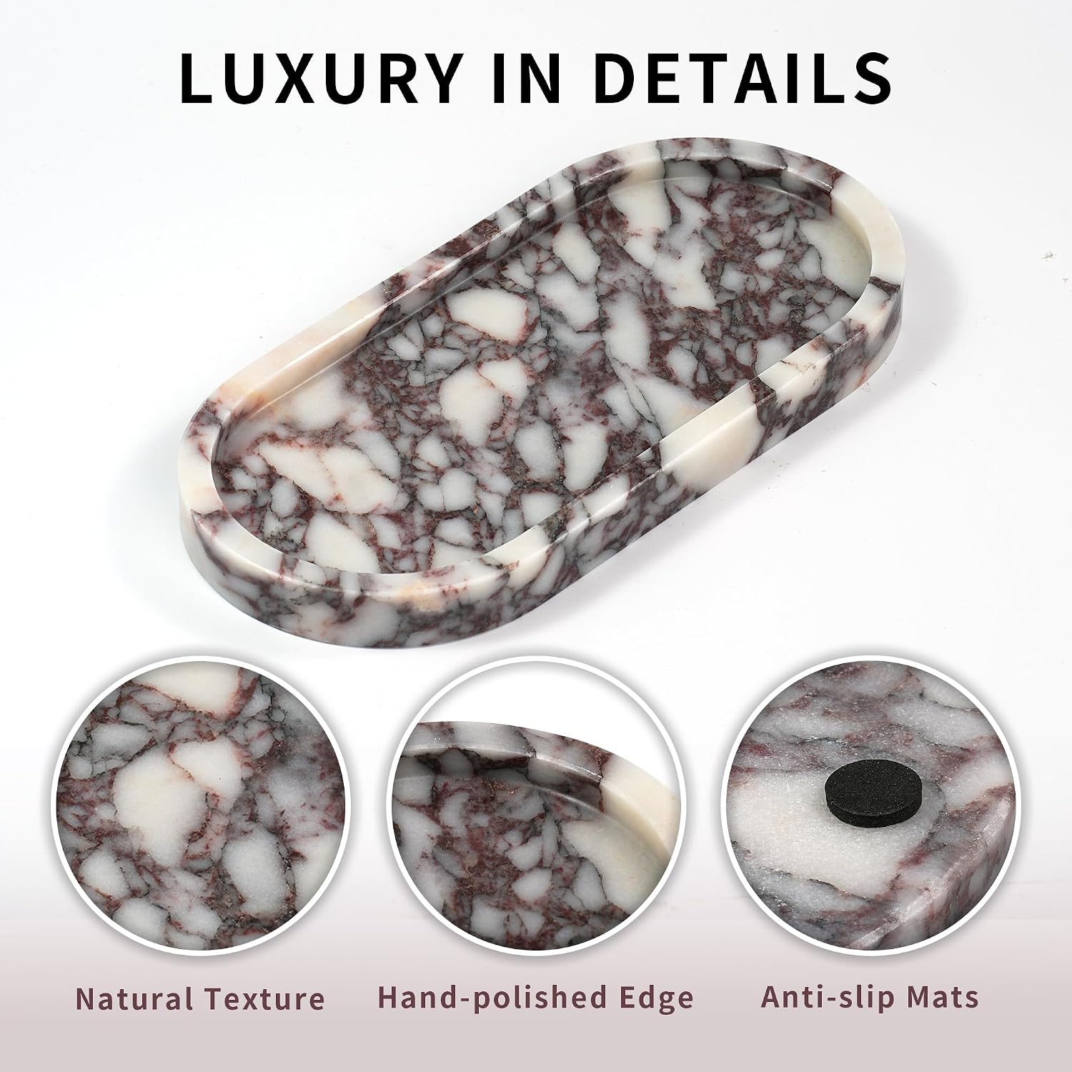 Catchall Organizer / Violet Marble Oval Tray / Oval-calacatta Viola