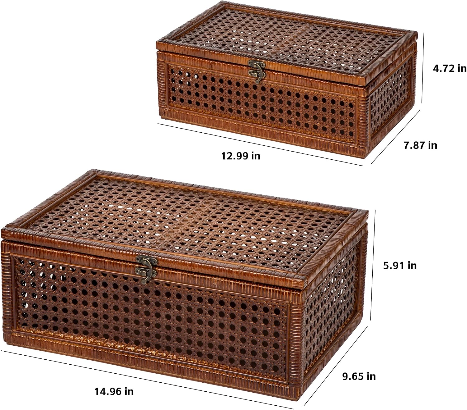rattan boxes / handmade large rattan box / Natural / Set of 2