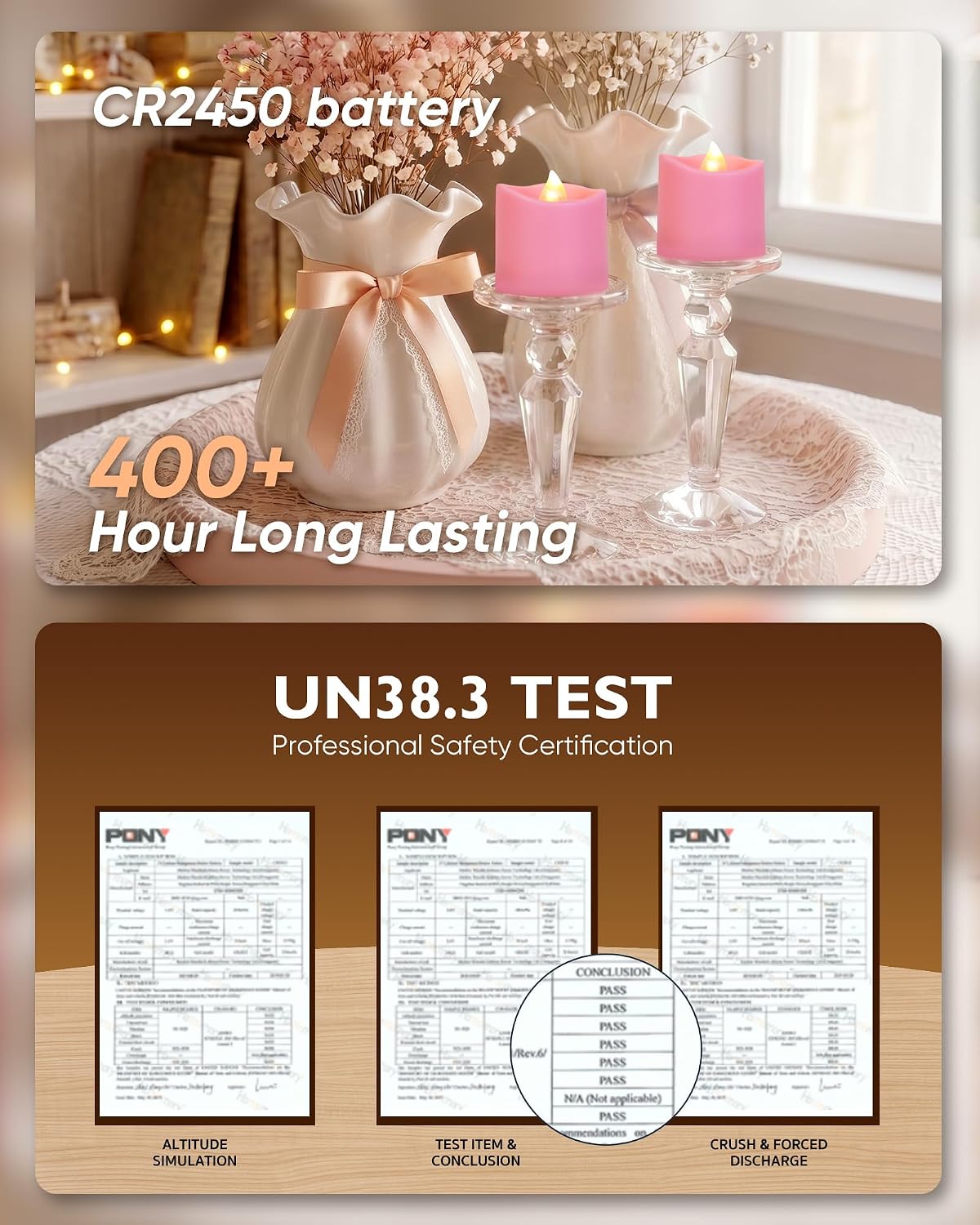 Homemory Pink Flameless LED Votive Tealight Candles & Timer Remote, 24Pack | Battery operated, 400+ hour runtime