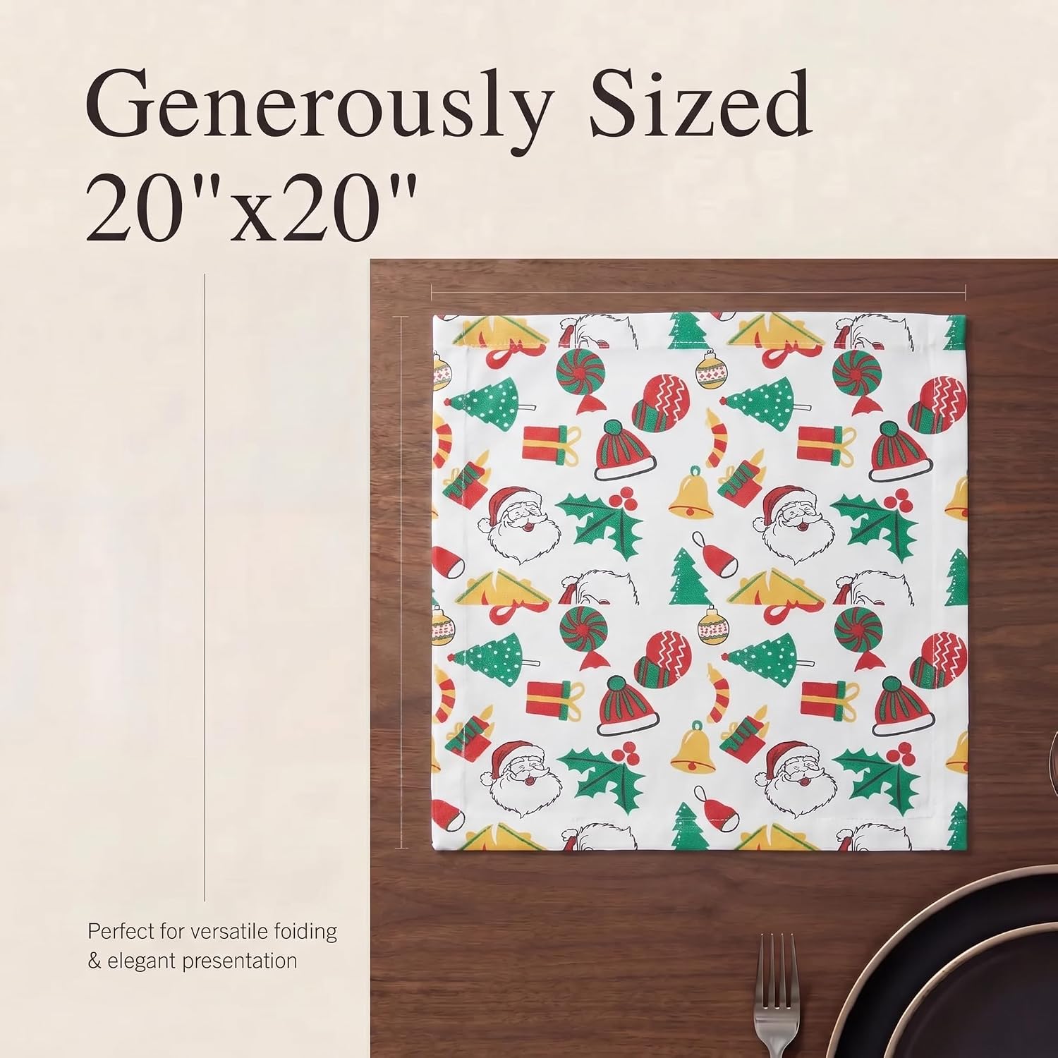 Urban Villa Cloth Napkins Cotton 20x20 (Set of 12) Xmas Print