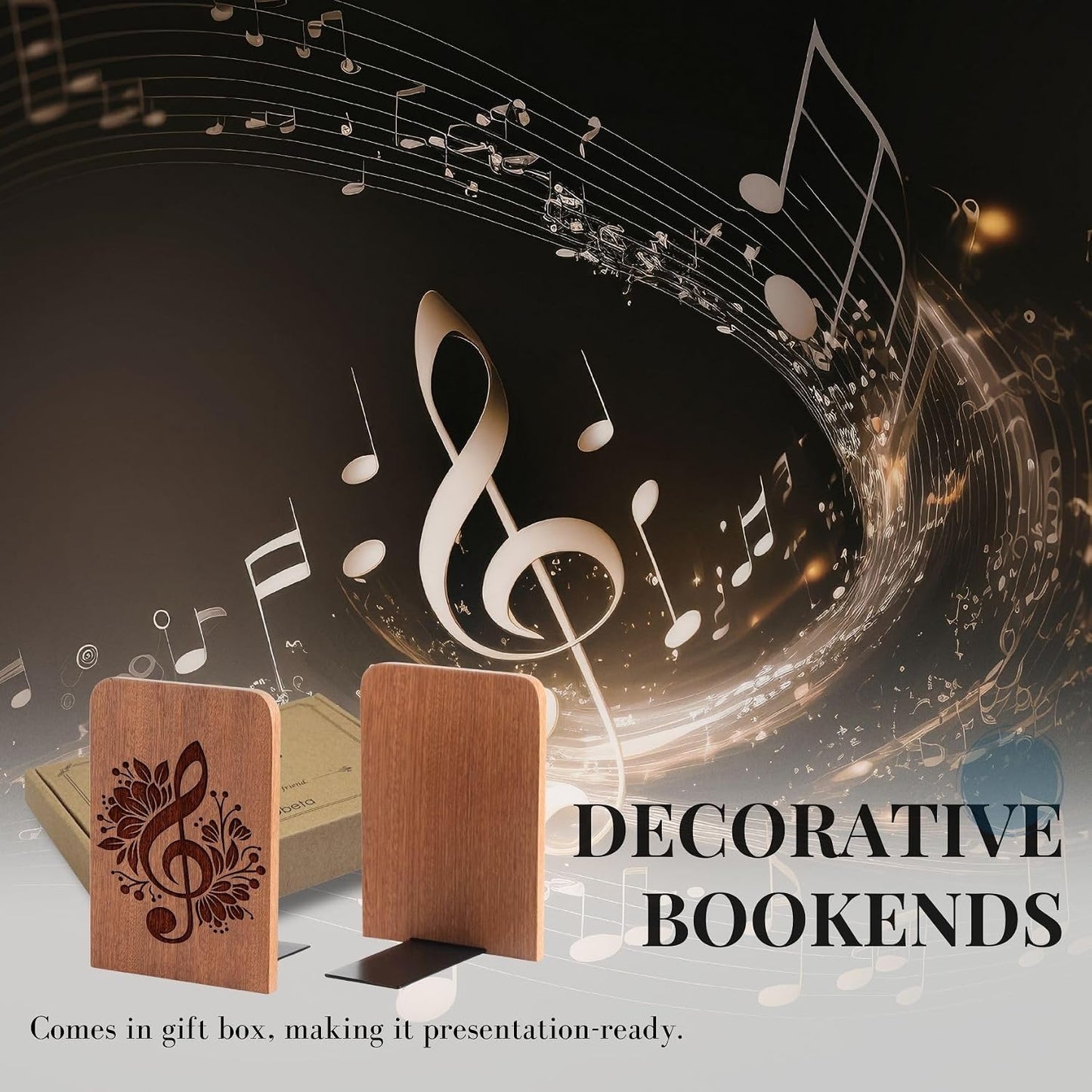 Music Wood Bookends / Floral