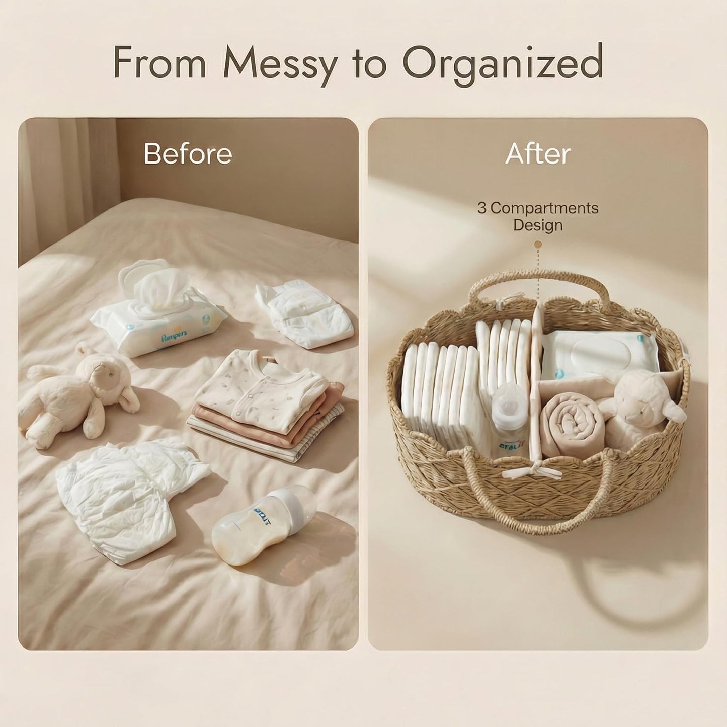 Seagrass Nursery Baby Basket for Baby Essentials / Diamond