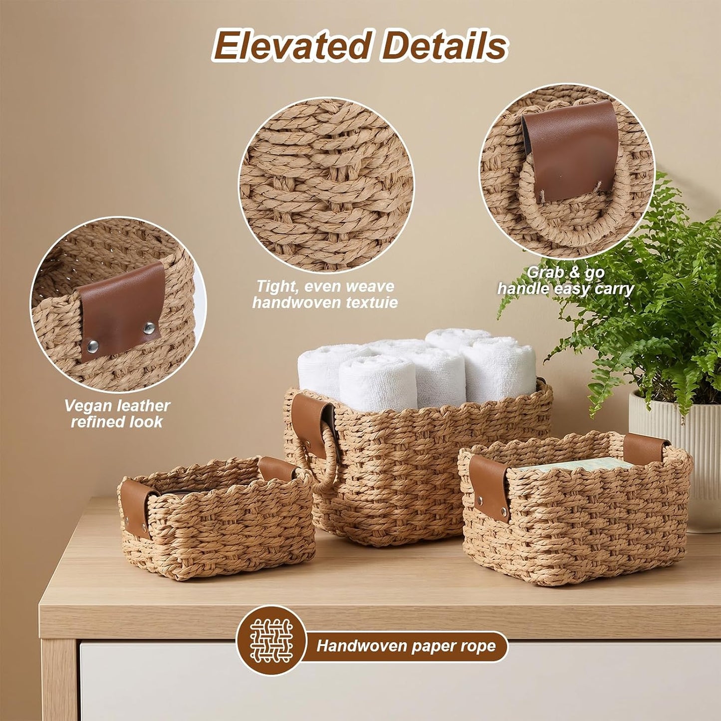 3 Piece Woven Storage Basket Set