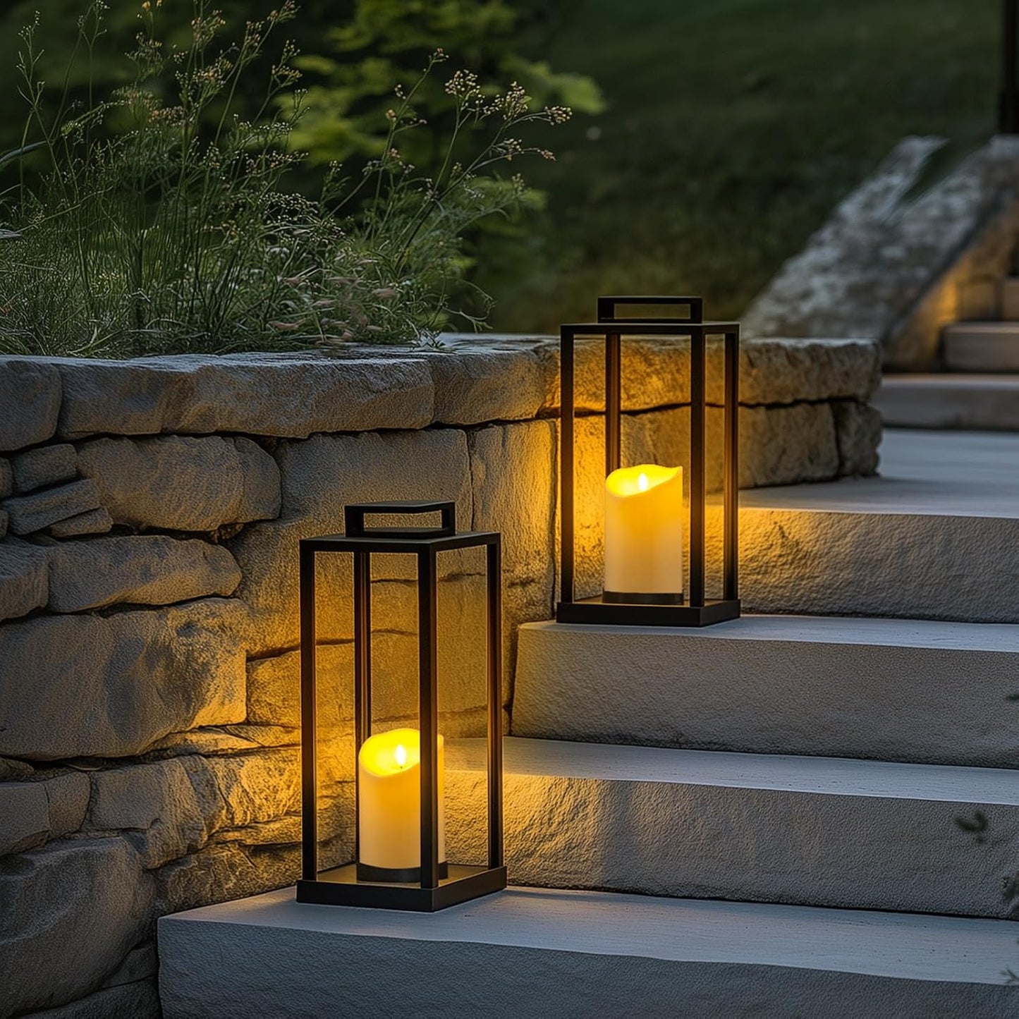 Homemory 4"x6" Outdoor Waterproof Flameless Candles with Timers and Remote Control, Battery Operated Candles, LED