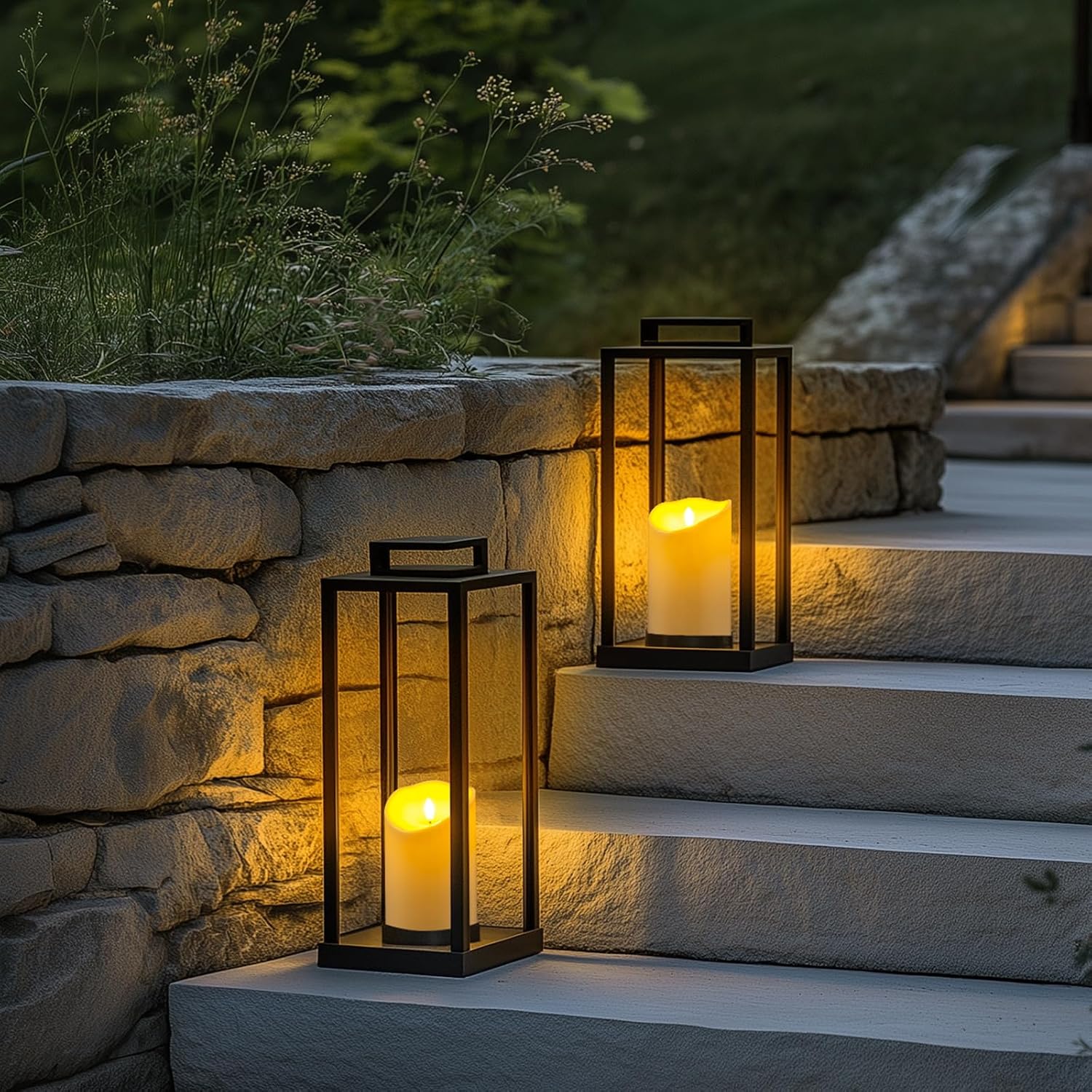 Homemory 4"x6" Outdoor Waterproof Flameless Candles with Timers and Remote Control, Battery Operated Candles, LED