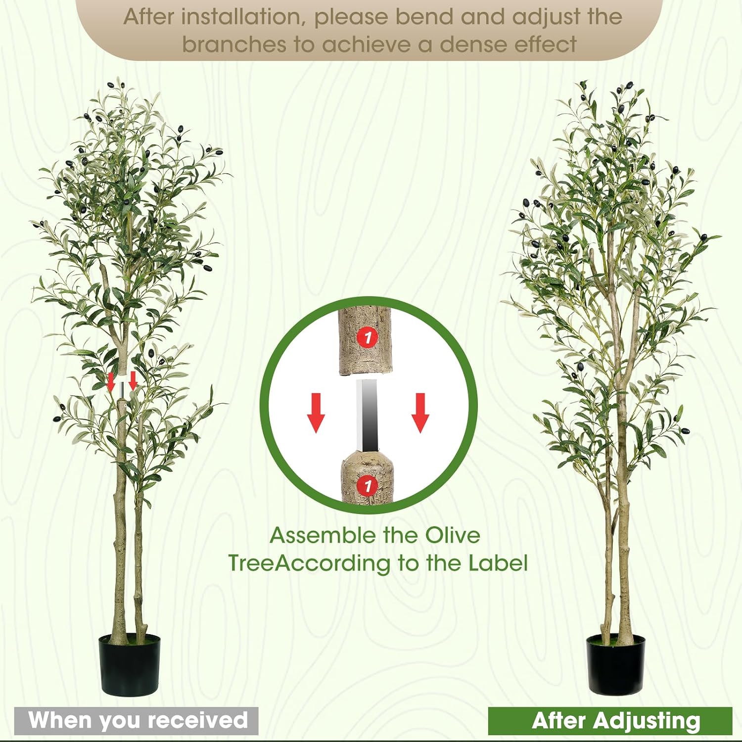 Olive Branches / Olive Tree / 5ft / Black / 5 Inch
