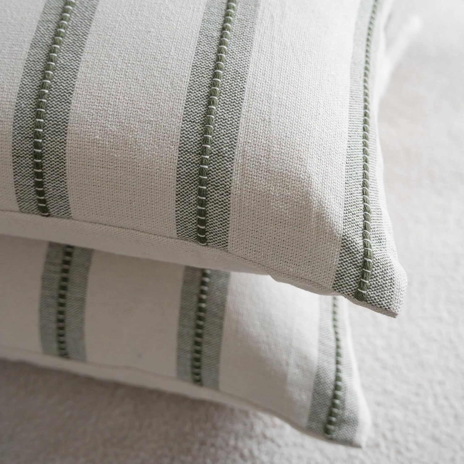 Boho Throw Pillow Covers / Olive Green / 18 x 18 / Set of 2