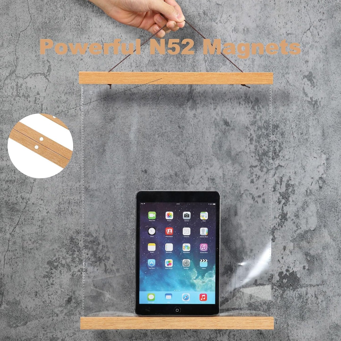 FALAMON 2 Pack Magnetic Poster Hanger Frame, 22x14 22x28 22x34 Teak Wood Magnet Poster Frame for Hanging Posters