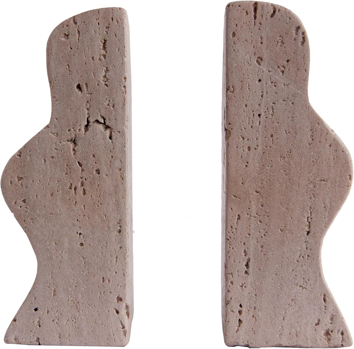 Decorative Travertine Wave Bookends / Natural