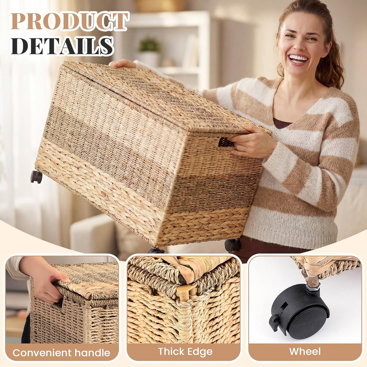 17.2 Gallon in Wicker Storage Trunk / Tricolor / 22 x 13 x 13.8 / 17.2 Gallon In