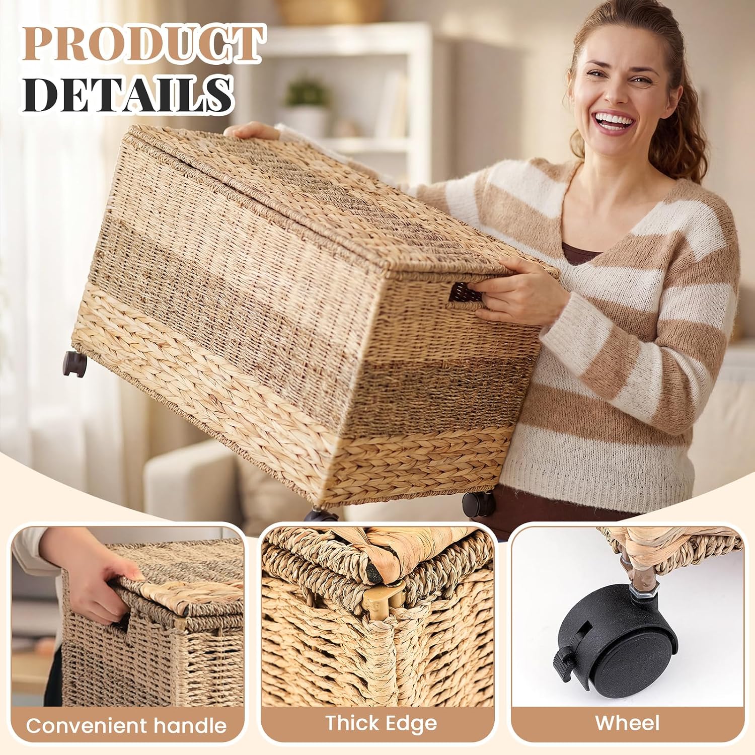17.2 Gallon in Wicker Storage Trunk / Tricolor / 22 x 13 x 13.8 / 17.2 Gallon In