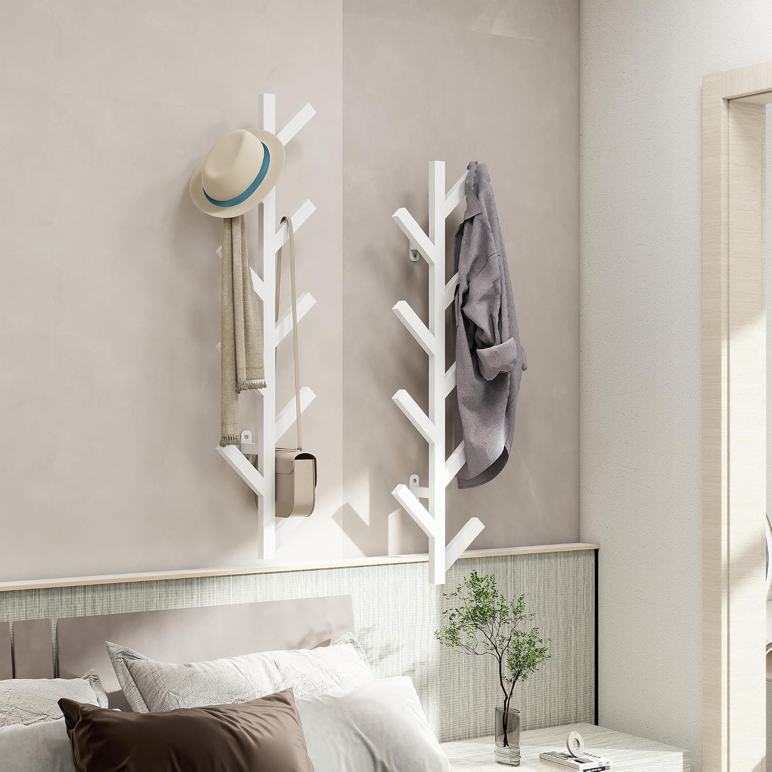 Vlush Wall Mounted Metal Coat Rack with 9 Hooks Modern Minimalist Coat Racks, Upright hat rack for wall for Hanging