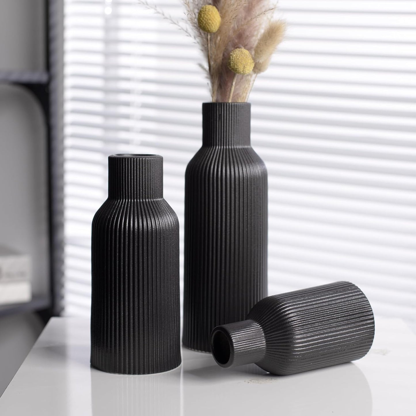 Ceramic Flower Vases / 3-piece-set / Black / Set of 3