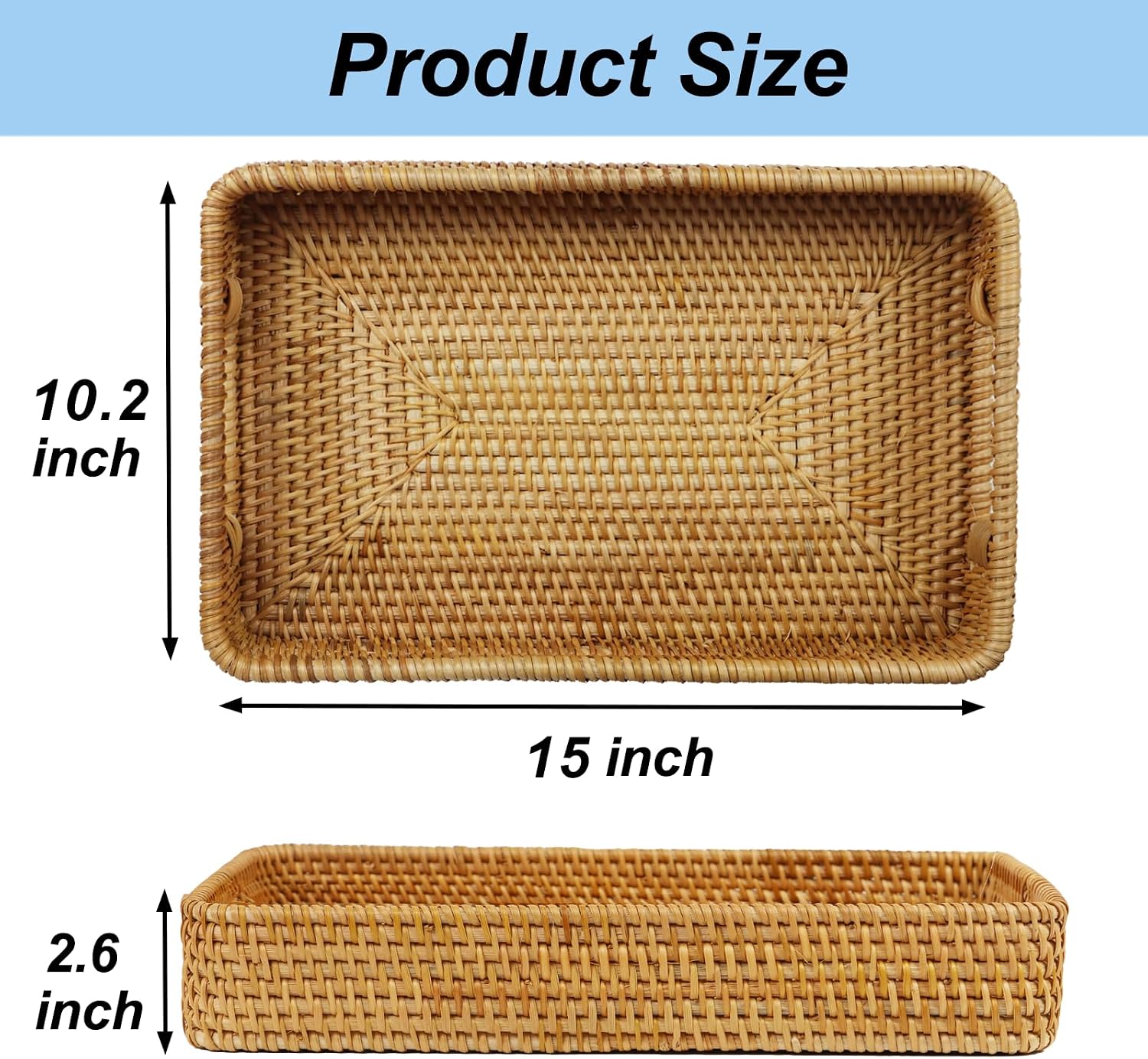 Rattan Serving Tray / 15 x 10.2 x 2.6