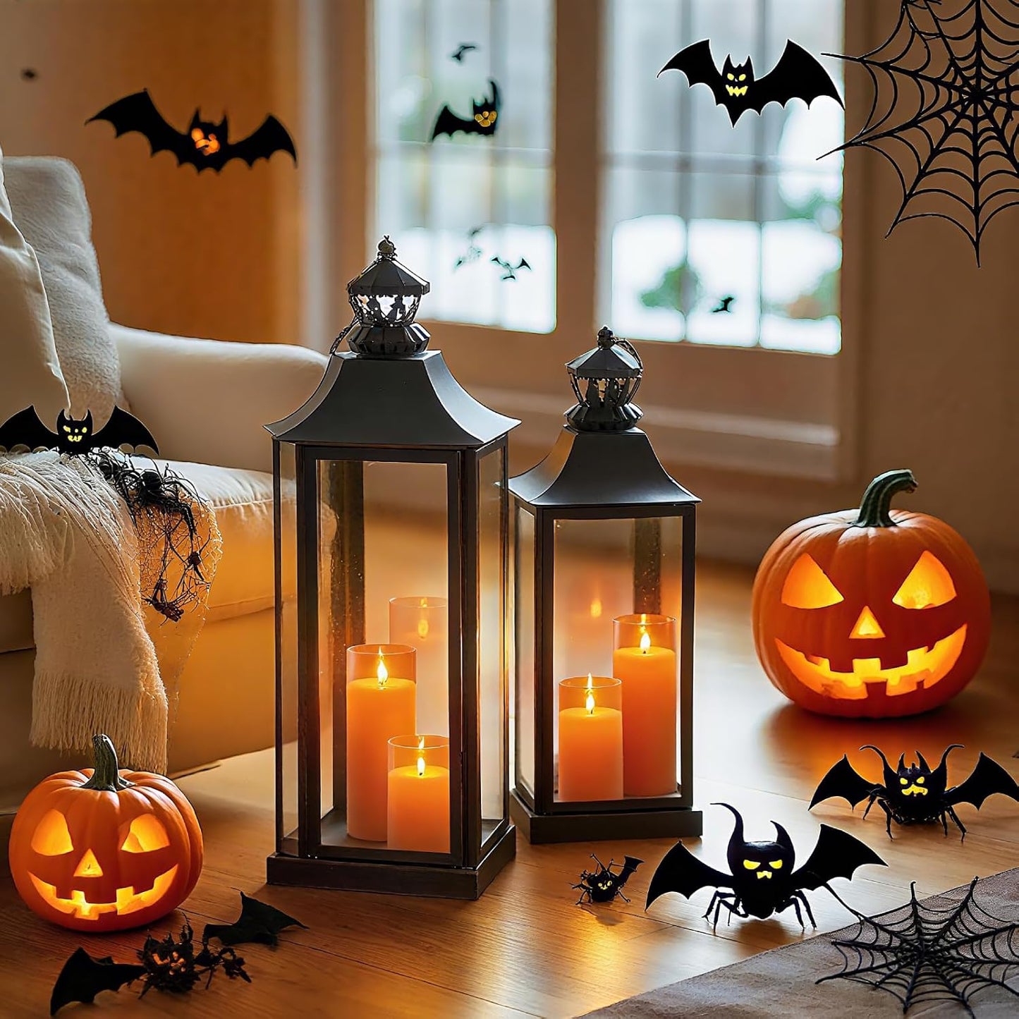 Homemory Halloween Orange Flameless Candles, Battery Operated LED Candles with Remote and Timer, Candles for Halloween