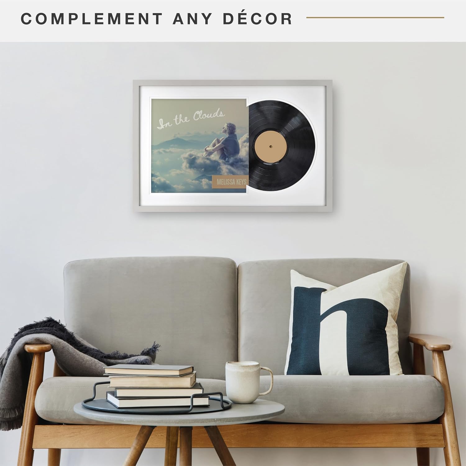 MCS Double Matted Record Album Frame, 16.5x25, Gray | Double Matted Frame Displays Vinyl LP Record And Jacket For Album