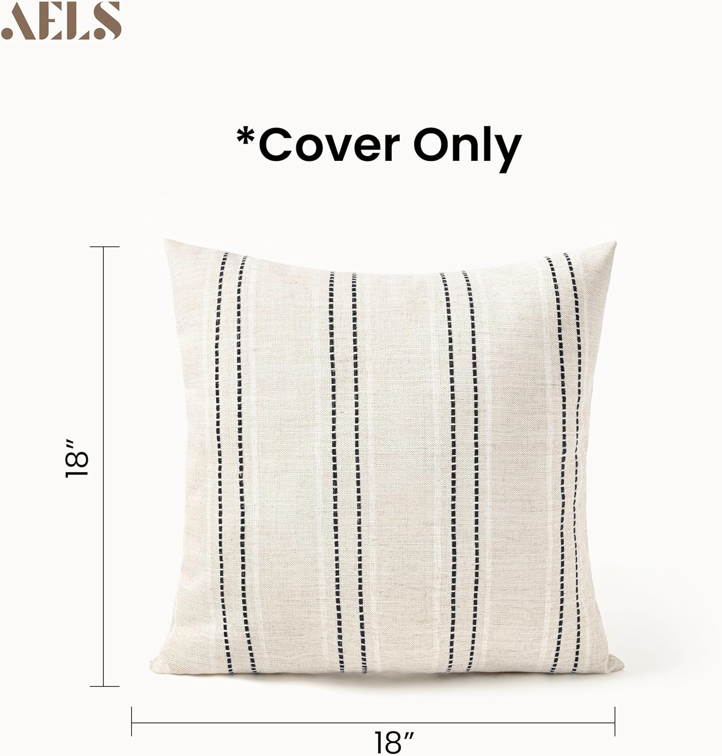 Boho Textured Pillow Case / Beige with White & Black / 18 x 18 / Set of 2