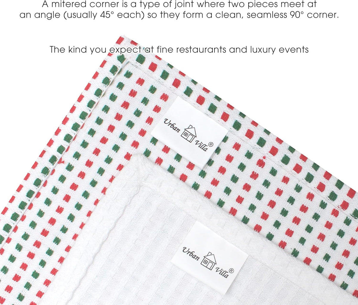 Urban Villa Kitchen Towels Cotton Dish Towels 20”x30” (Set of 6)Red/Grn/Wht
