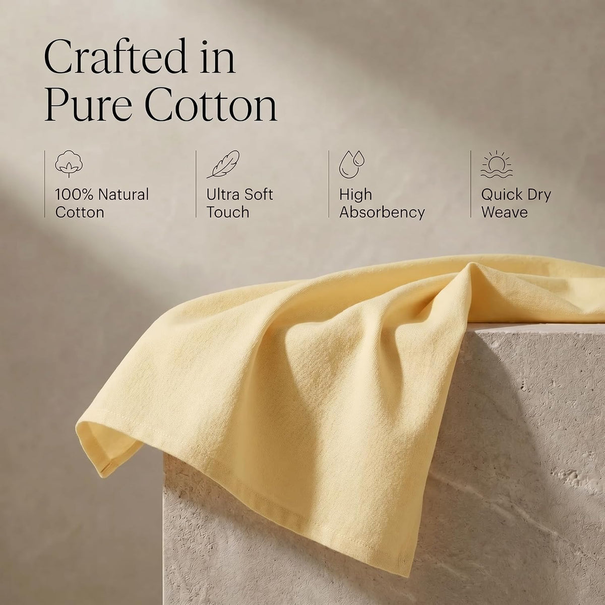 Urban Villa Kitchen Towels Cotton Dish Towels 20”x30” (Set of 6) Yellow