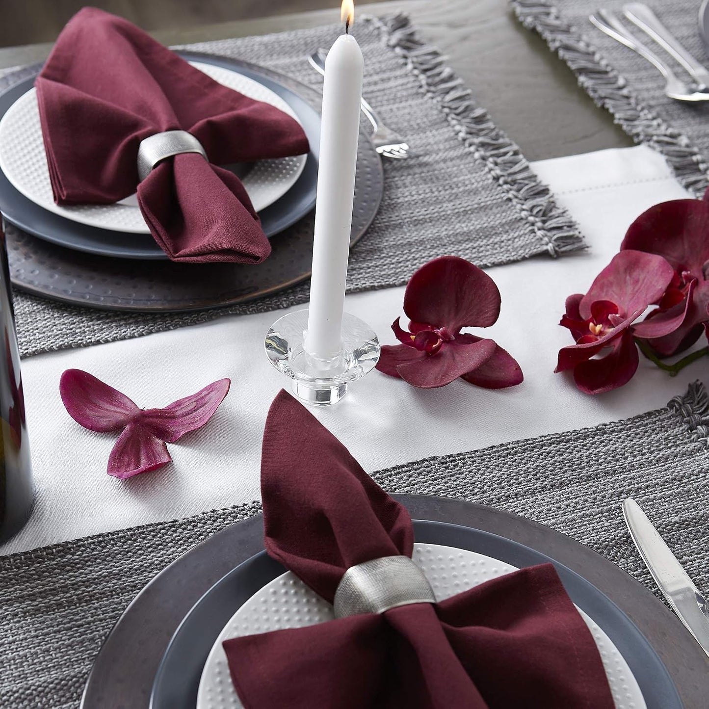 DII Variegated Tabletop Collection, Placemat Set3x19, Gray, 6 Piece
