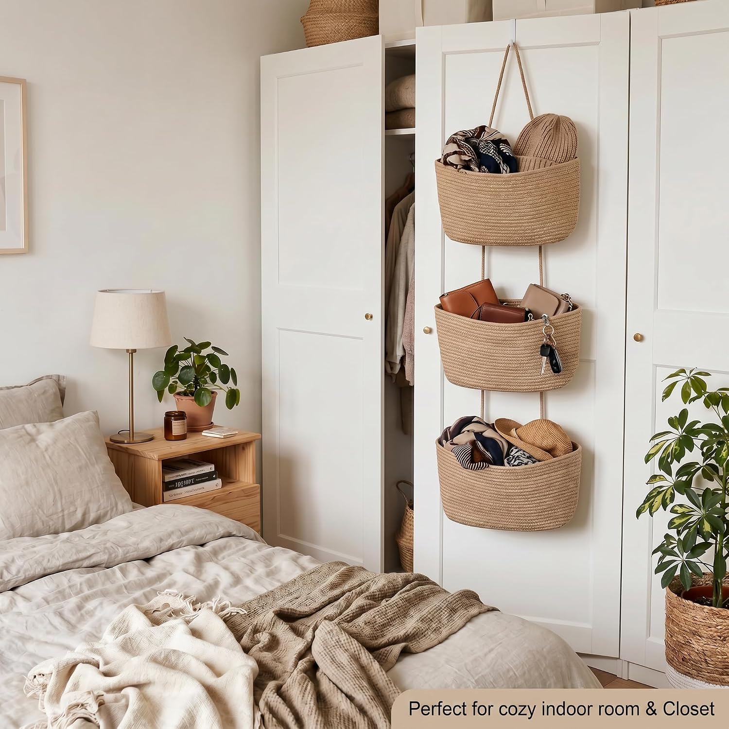 3-Tier Woven Cotton Rope Hanging Basket / Jute