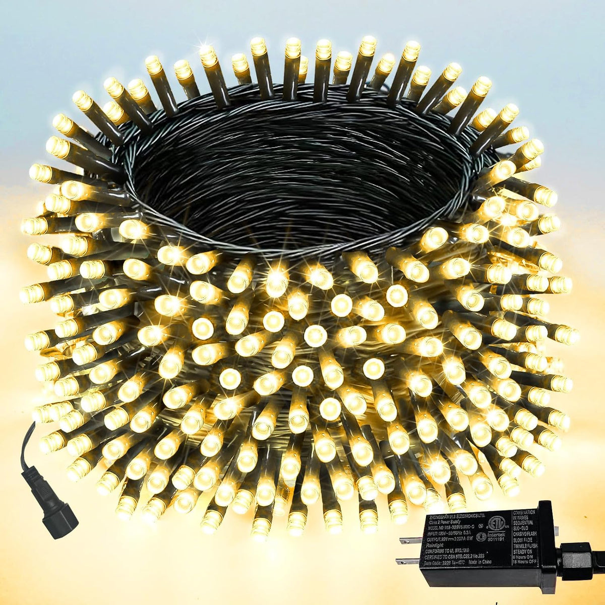 Extendable Christmas String Lights Indoor Outdoor 75.8FT 200 LED Warm White