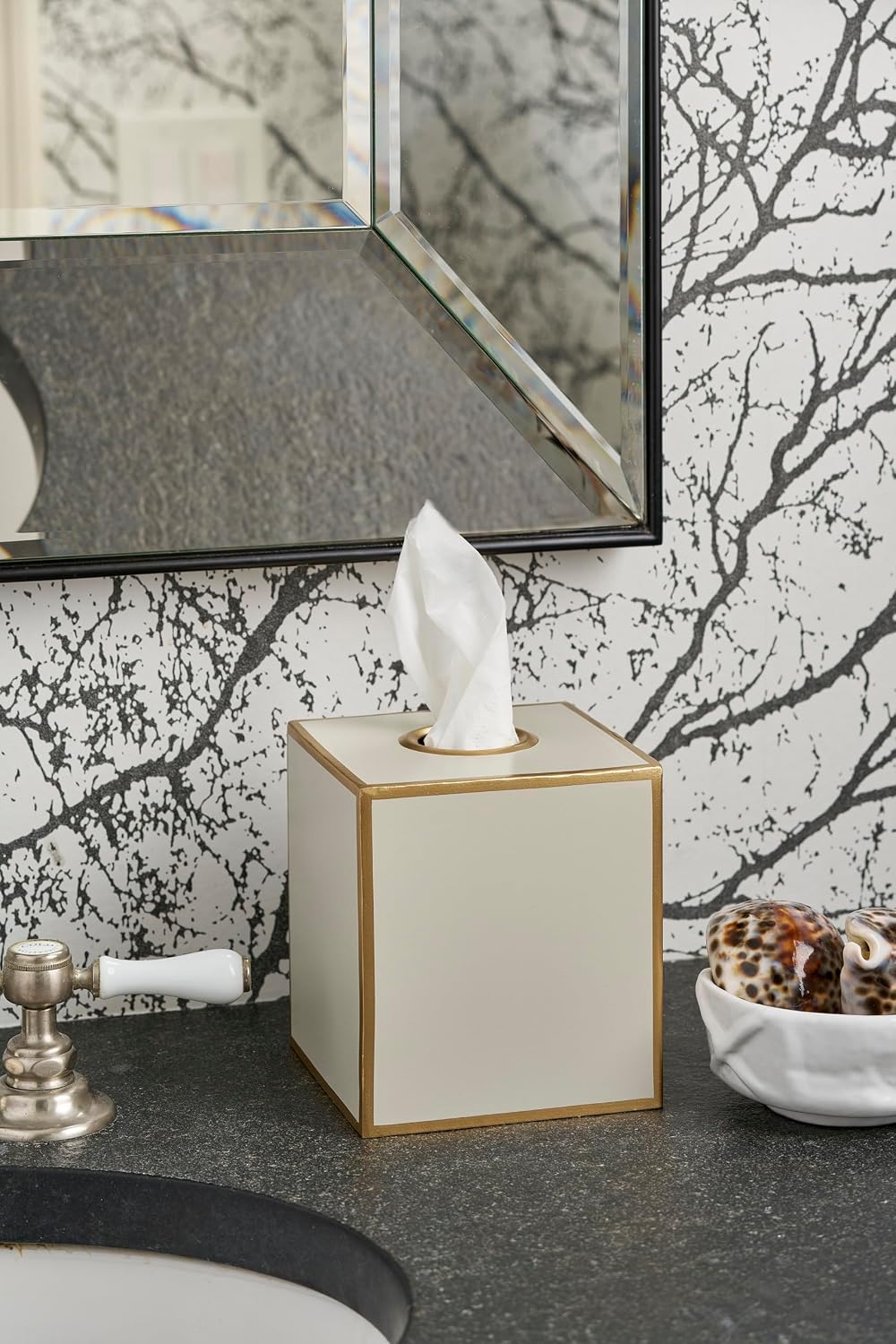 Jaye’s Studio Decorative Metal Tissue Box Cover Square Tissue Box Holder / Taupe