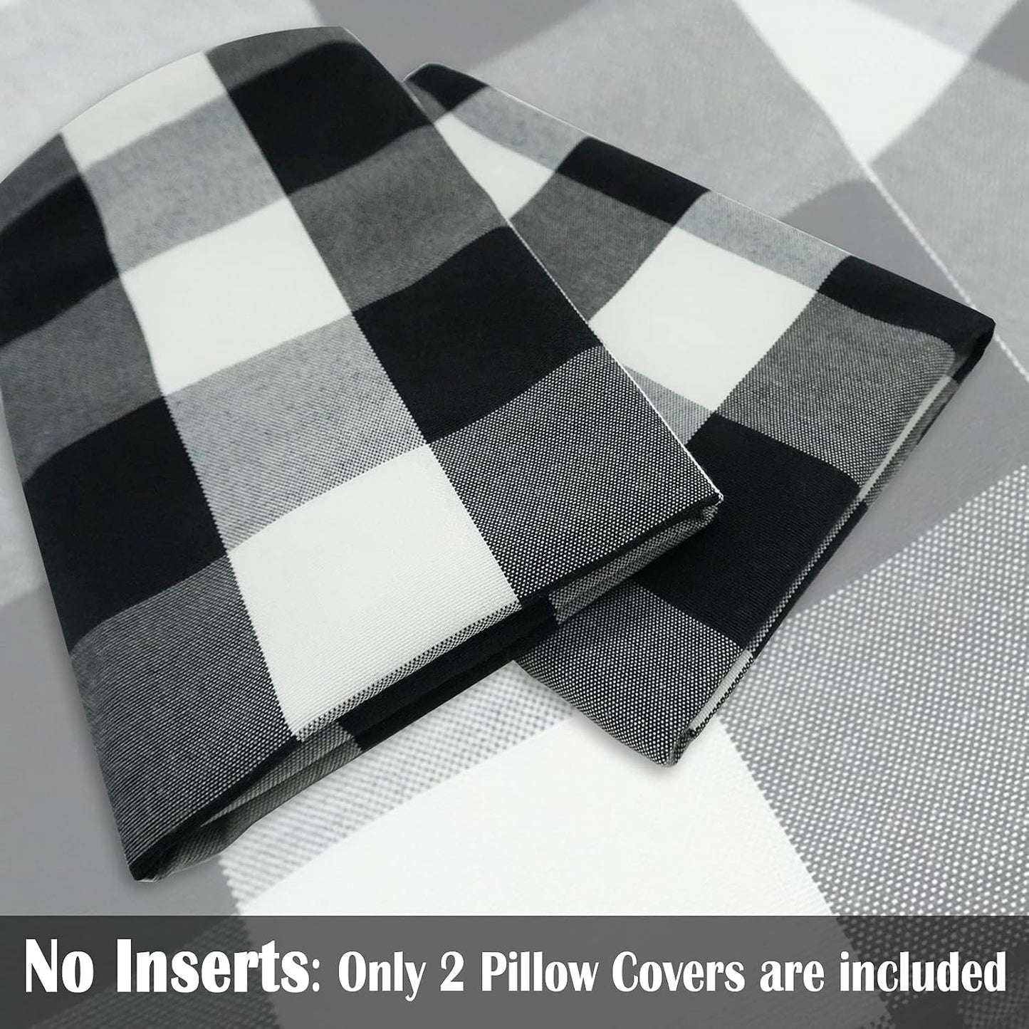 Black and White Buffalo Plaid Pillow Covers Plaid Outdoor Pillow / Black Check / 18 x 18 / Set of 2