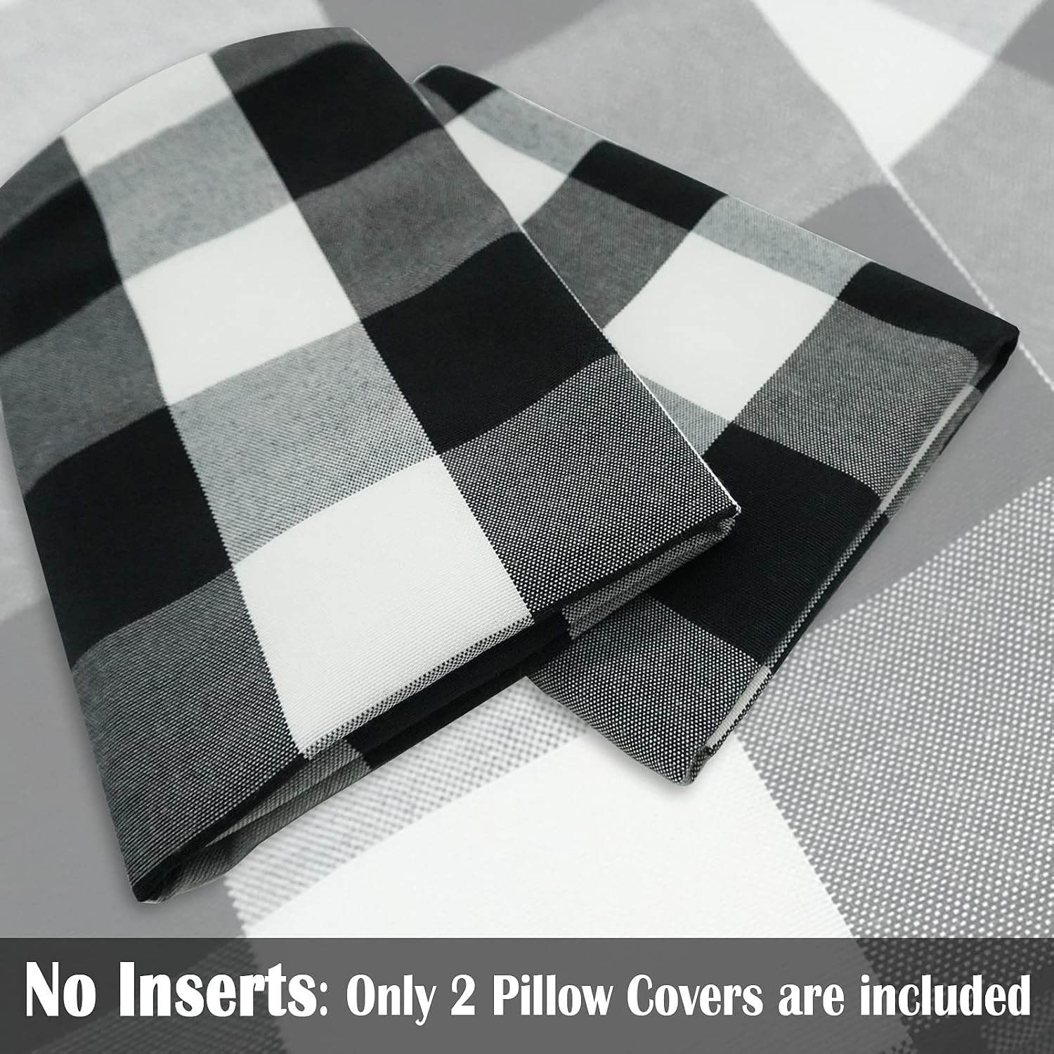 Black and White Buffalo Plaid Pillow Covers Plaid Outdoor Pillow / Black Check / 18 x 18 / Set of 2