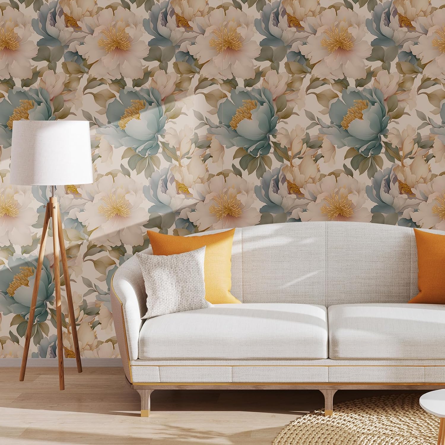 Peony Vintage Floral Removable Wallpaper / 17.7 x 236.2