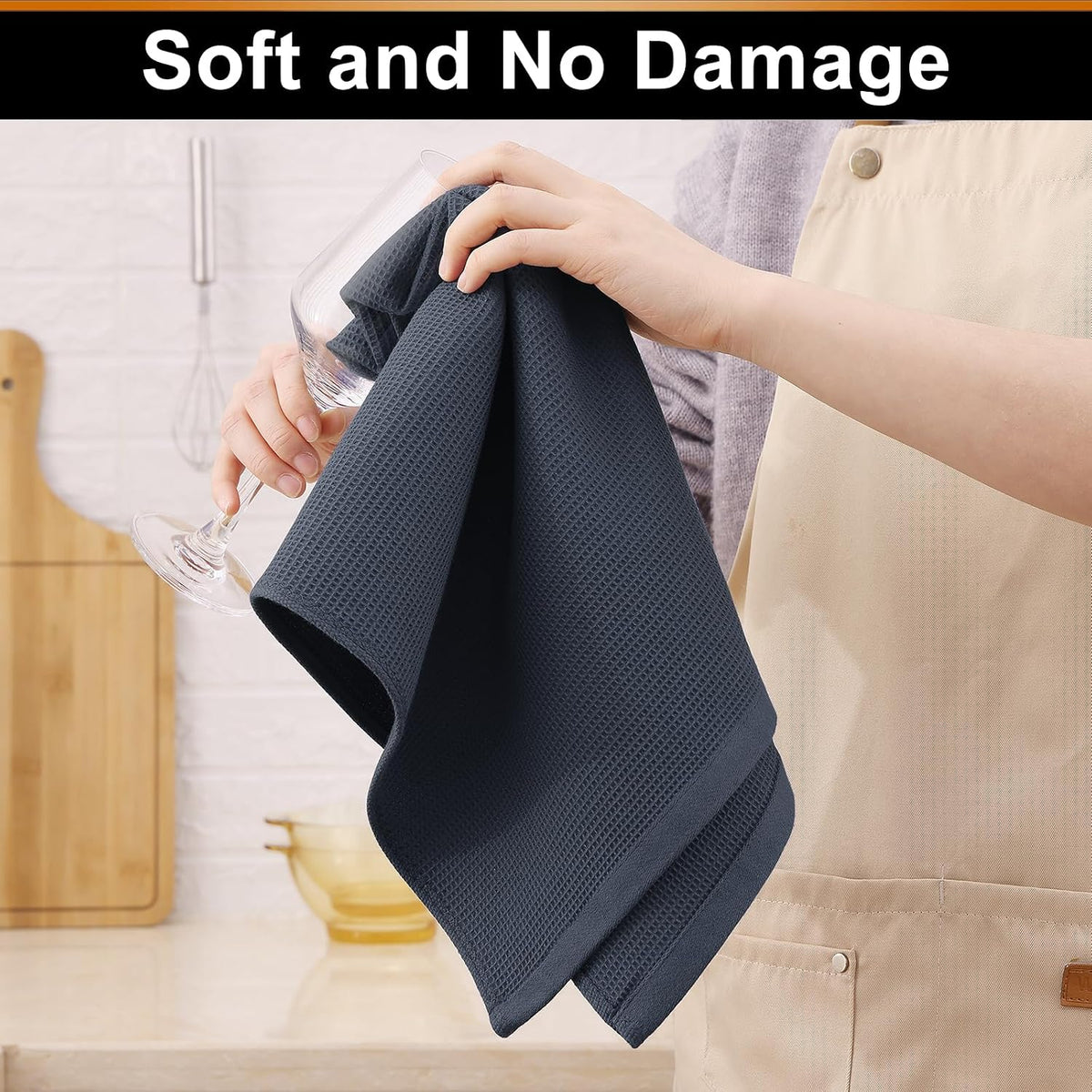 Homaxy 100% Cotton Waffle Weave Kitchen Towels, 12 Pack, Dark Grey | Soft and Absorbent Dish Towels, 16 x 26 Inches
