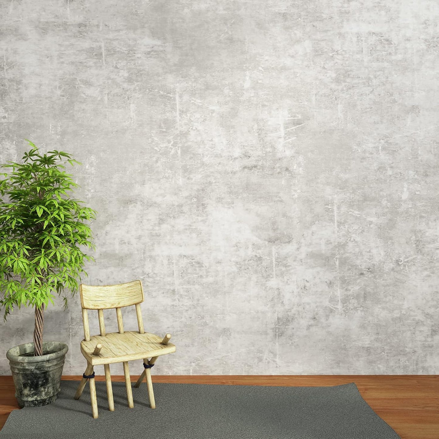 Distressed Concrete Wallpaper Peel and Stick Modern Limewash Wallpaper / 24''x118 / Light Grey