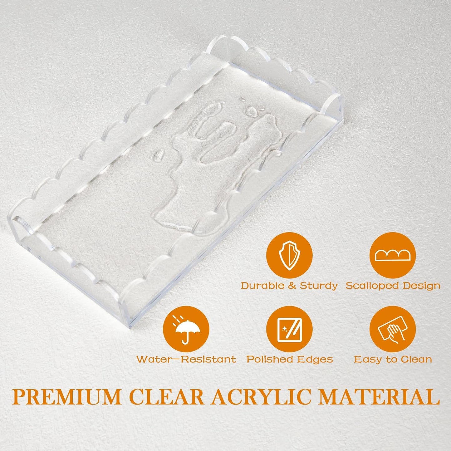 Acrylic Scalloped Tray Acrylic Bathroom Vanity Tray / Clear / Set of 2