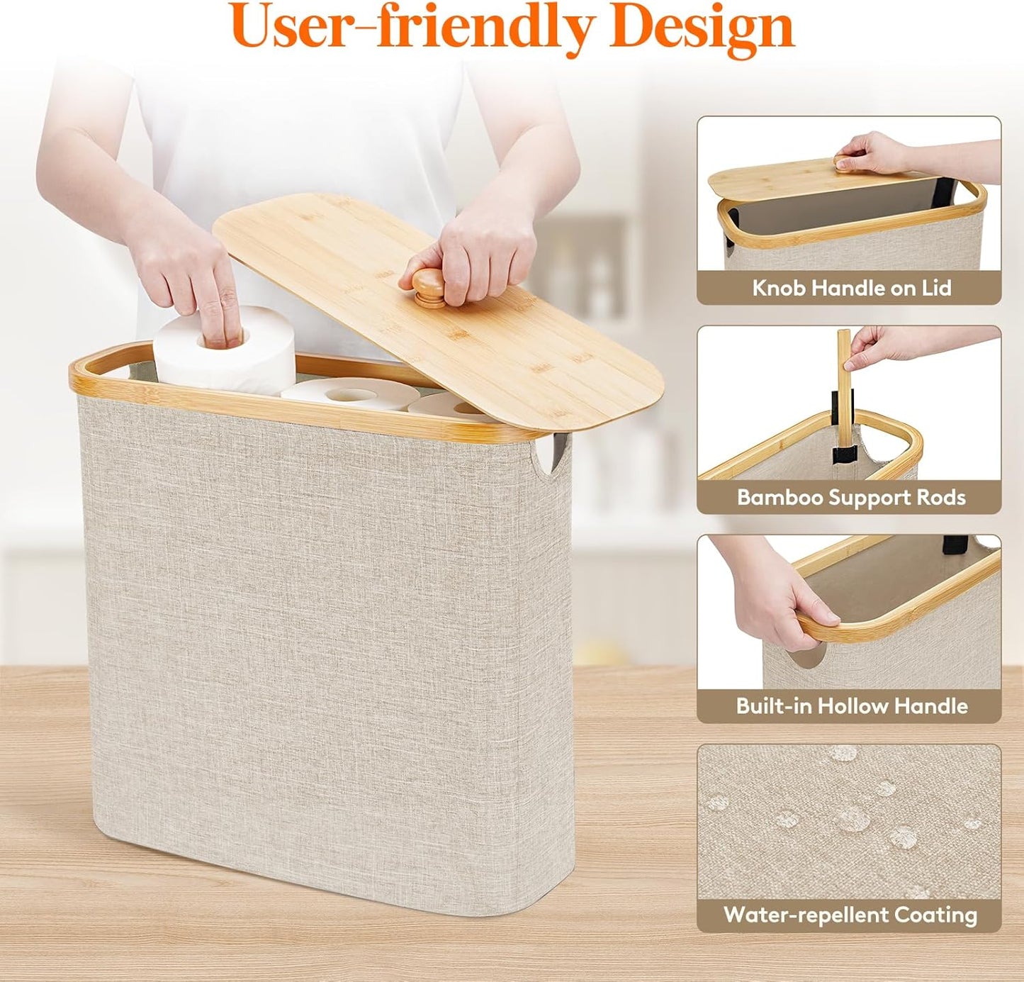 Lifewit Toilet Paper Storage Holder, Extra Large Stand Basket, 30L, Beige | 12 to 16 Rolls, Extra Large Paper Stand