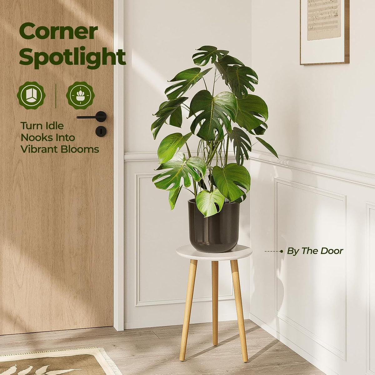 Bamworld Tall Plant Stand Indoor Wood Plant Table | Flower Stand for Large Plants Single Plant Stool for Bedroom Living