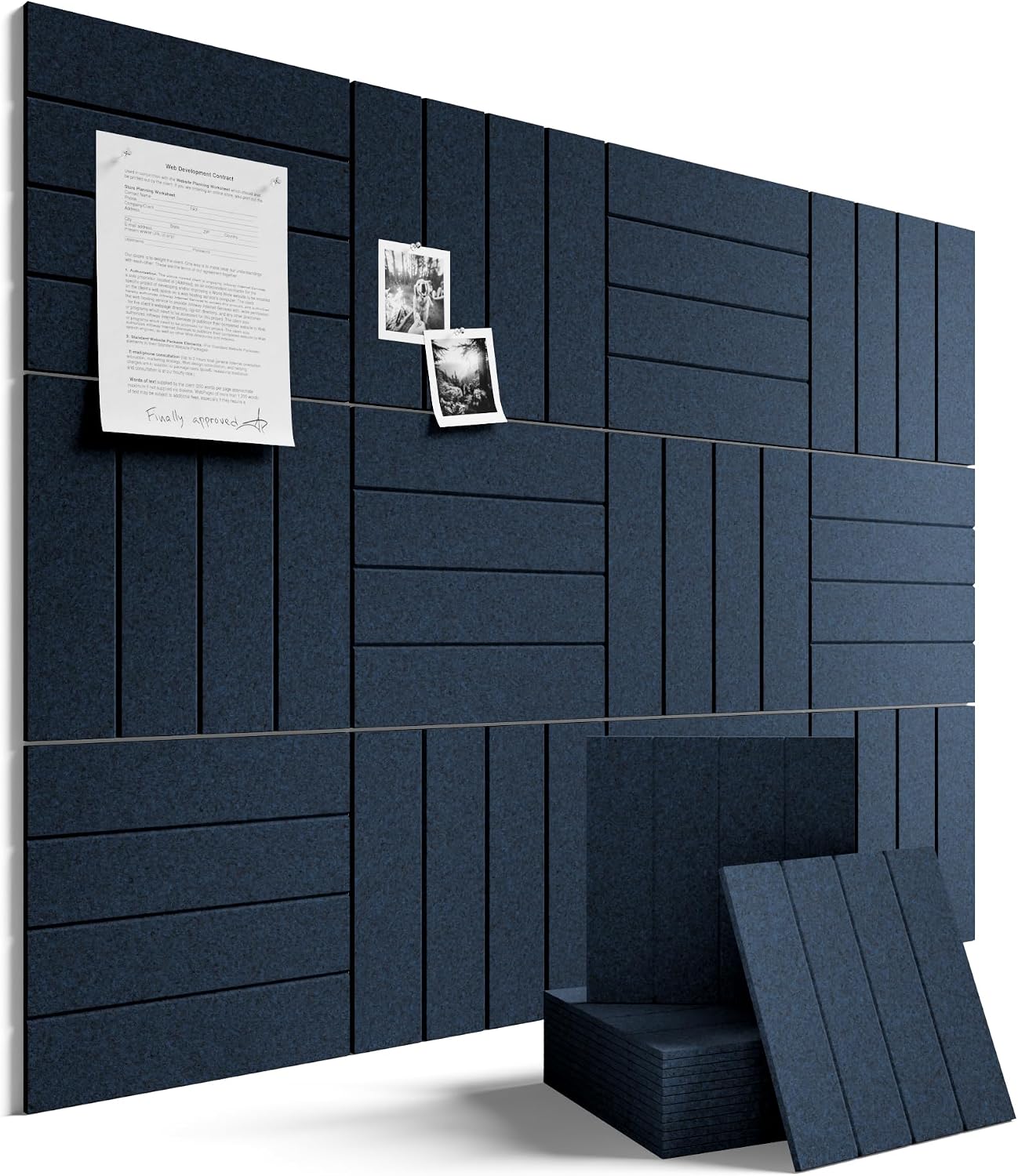 Fluxynara 48" x 36" Large Felt Bulletin Board, Carbon Blue