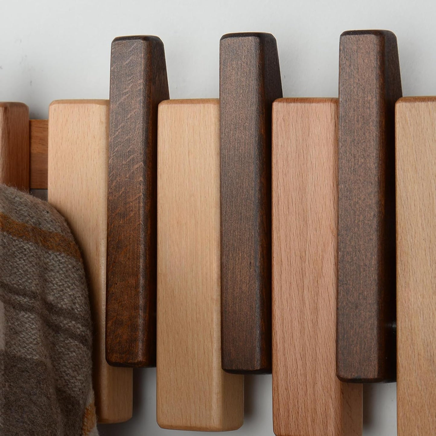 Piano Key Coat Rack / Beech-regular-natural-brown / 10 Hooks
