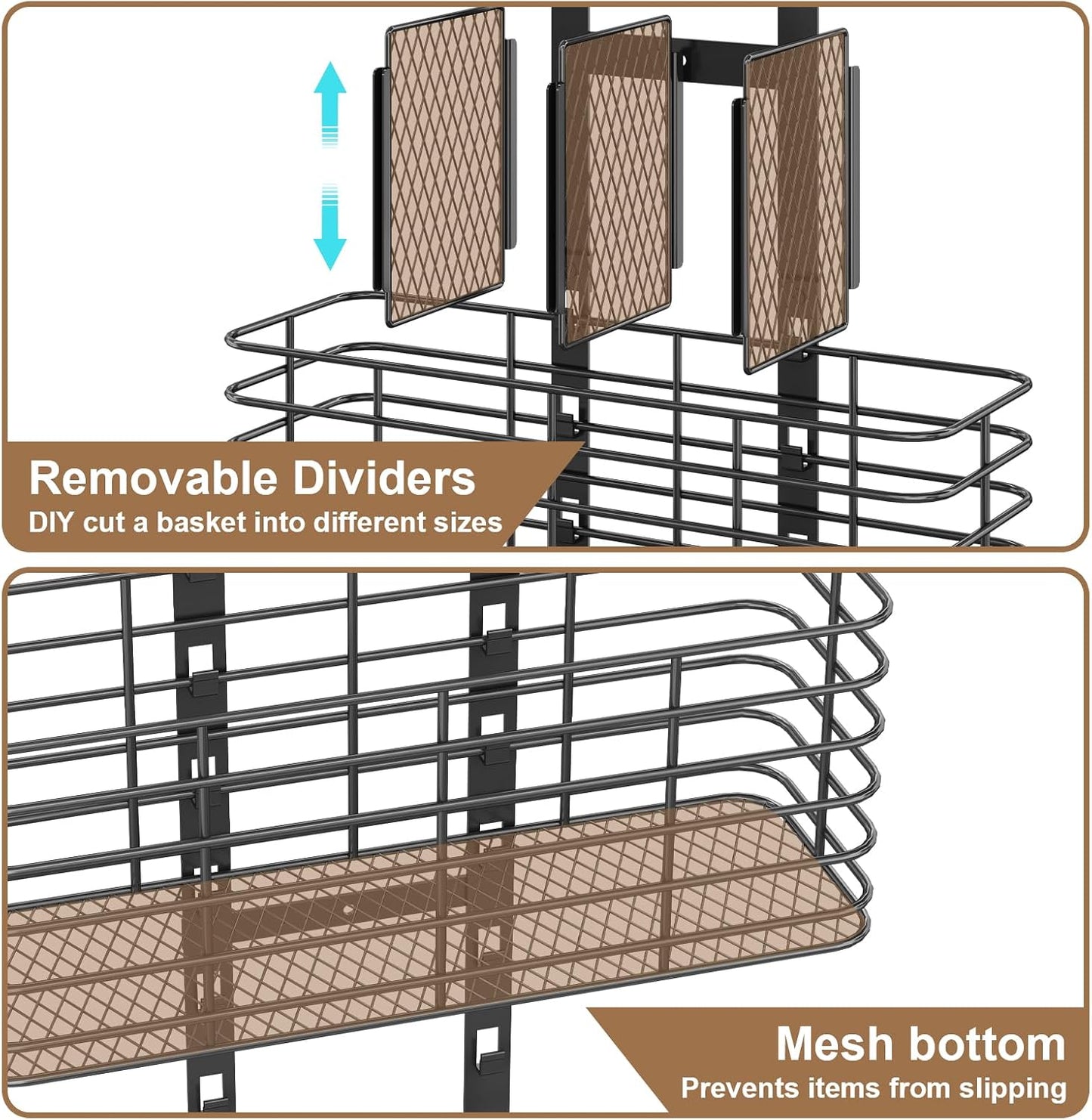 Yuyetuyo 7-Tier Over The Door Organizer, Shower Caddy Hanging &Wall Mounted Hair Tool Organizer/Hair Dryer Holder