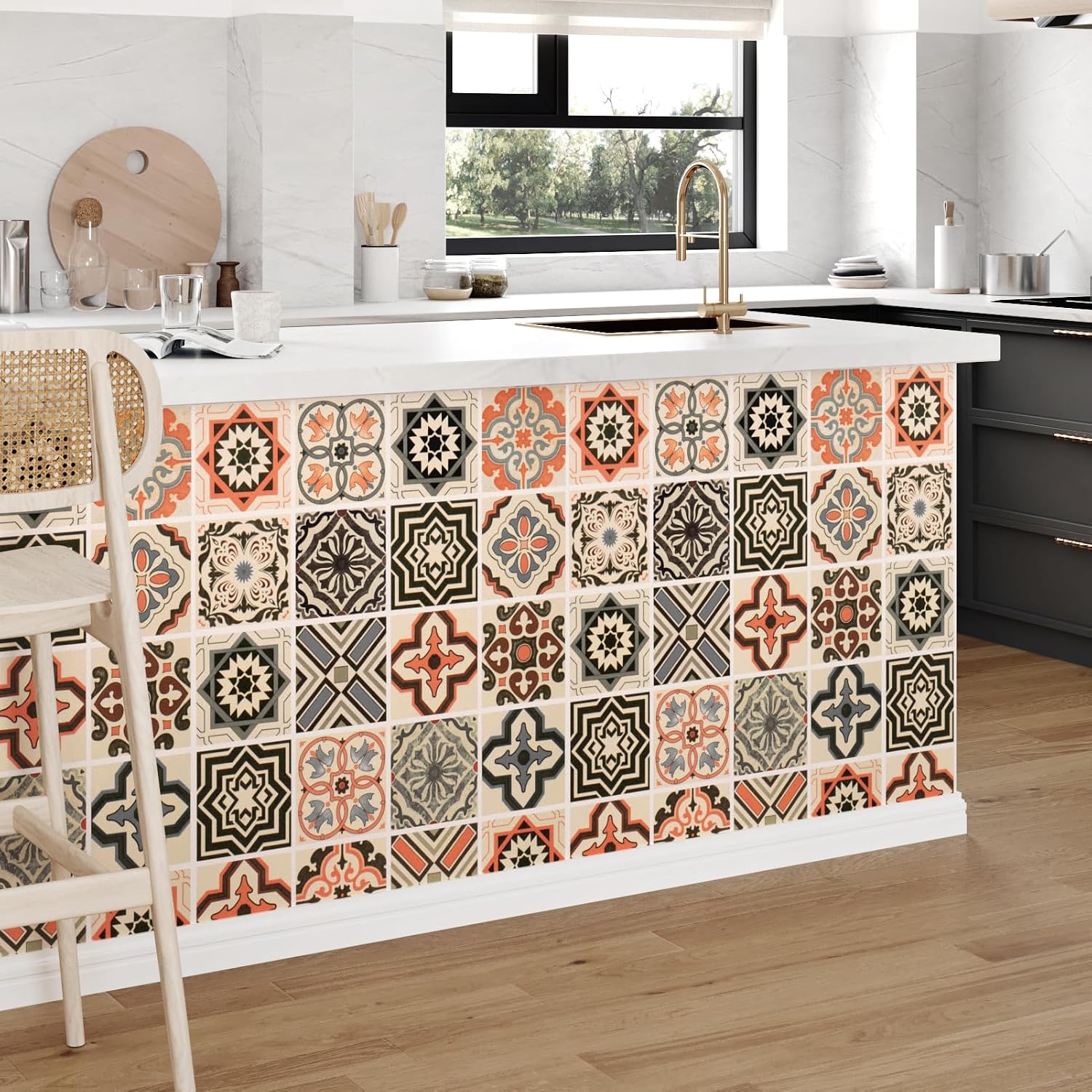 Boho Peel and Stick Wallpaper Tiles Waterproof Moroccan Tile Contact Paper