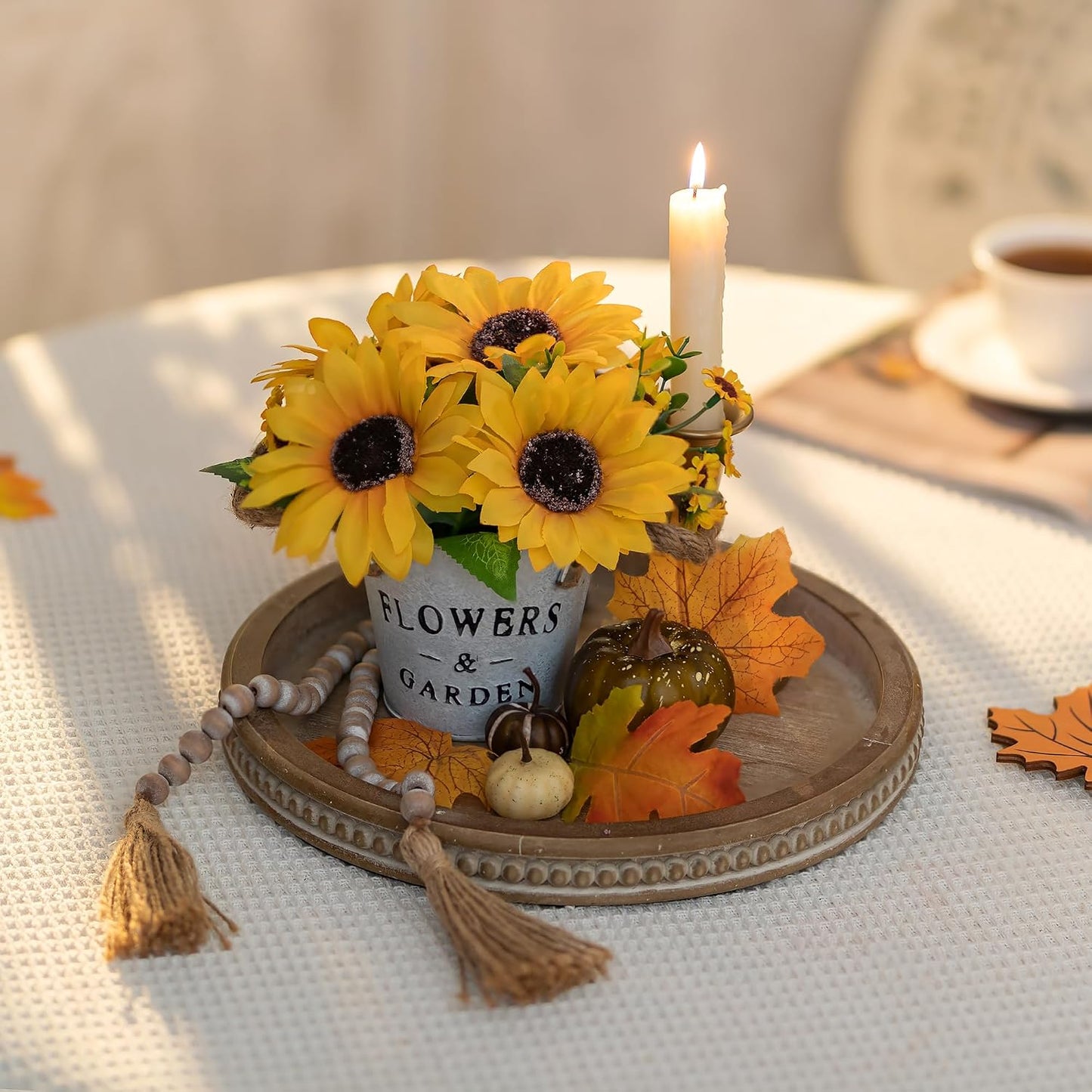 Round Wooden Tray Decor / 11.8 / Brown