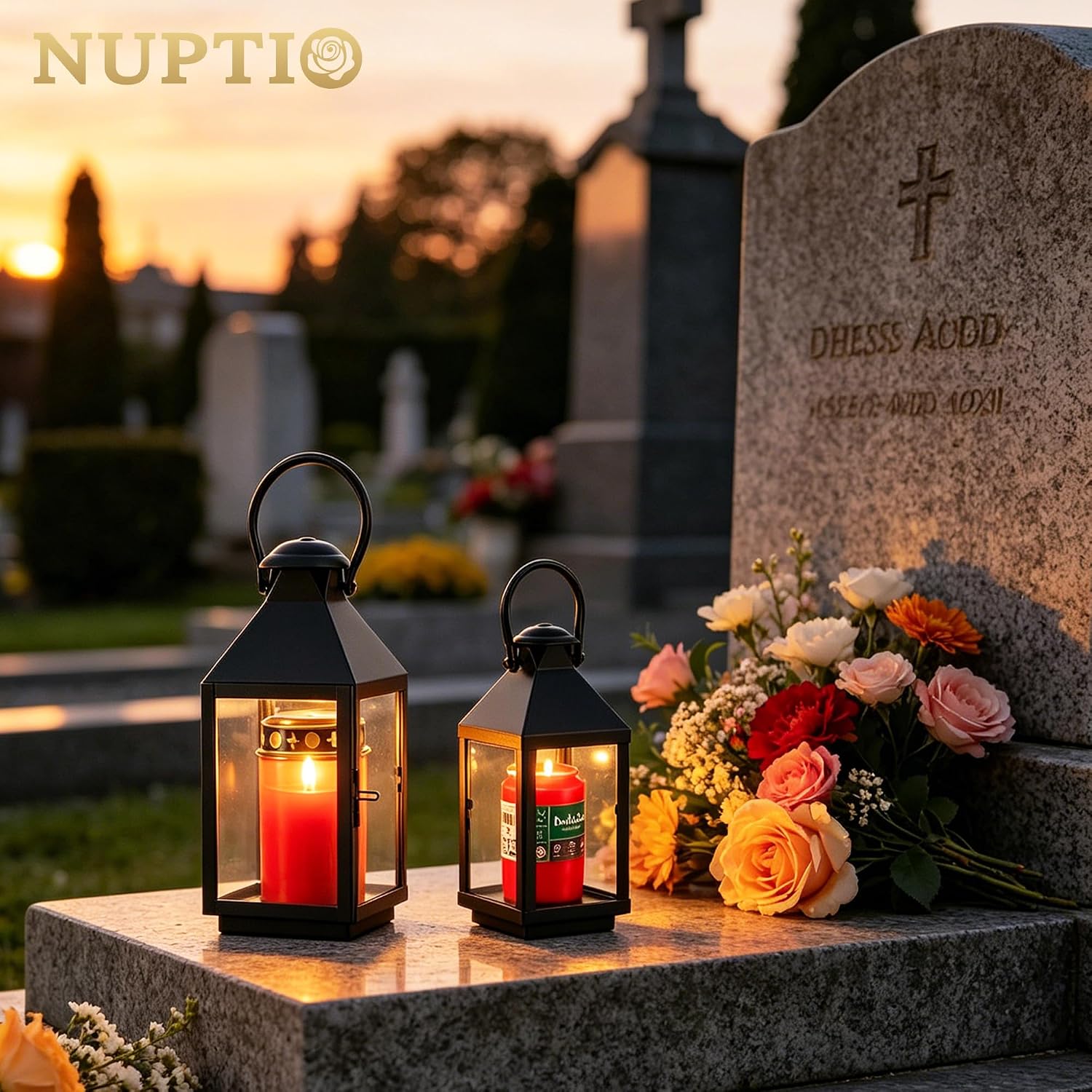 NUPTIO Black Decorative Candle Lantern: Metal Pillar Candle Holders | 10.2" Tall Hanging Lanterns for Table Centerpiece