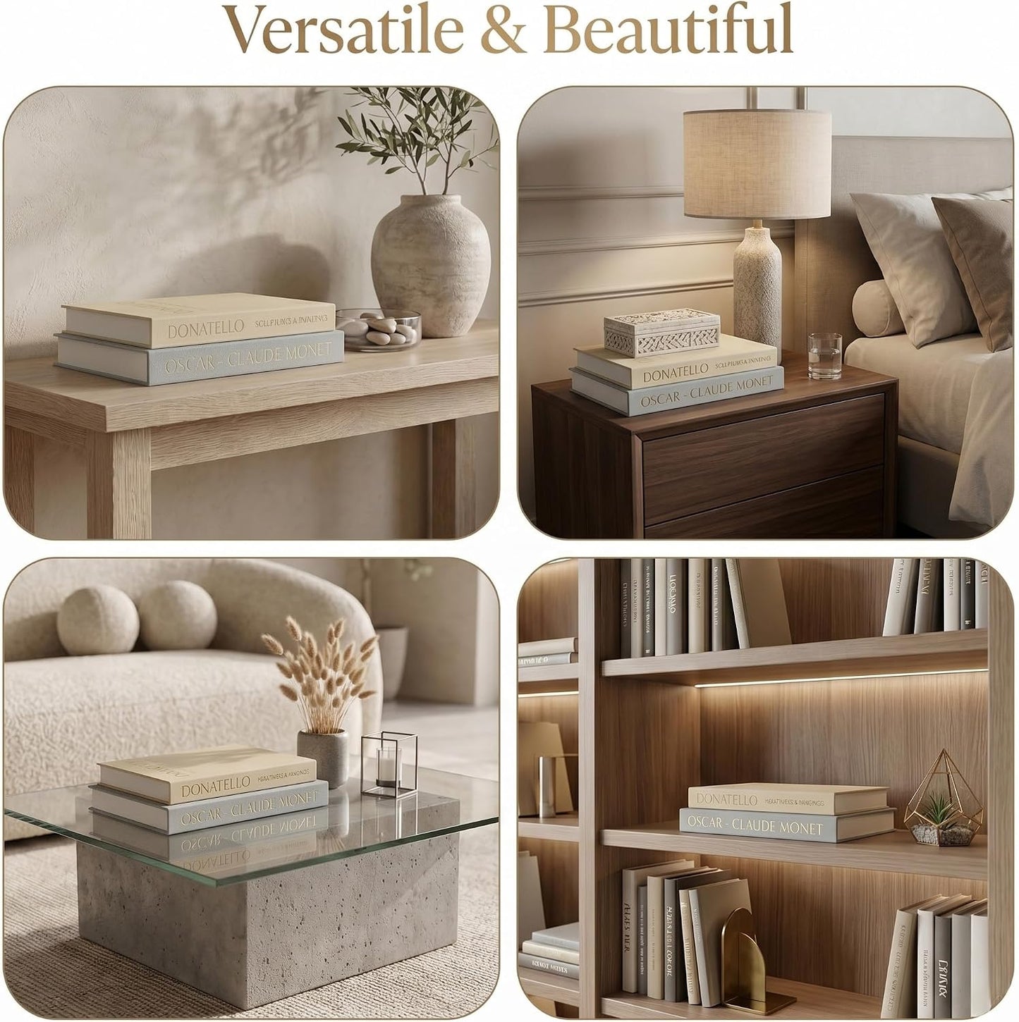 Faux Books for Decoration / Green - Beige / Set of 2
