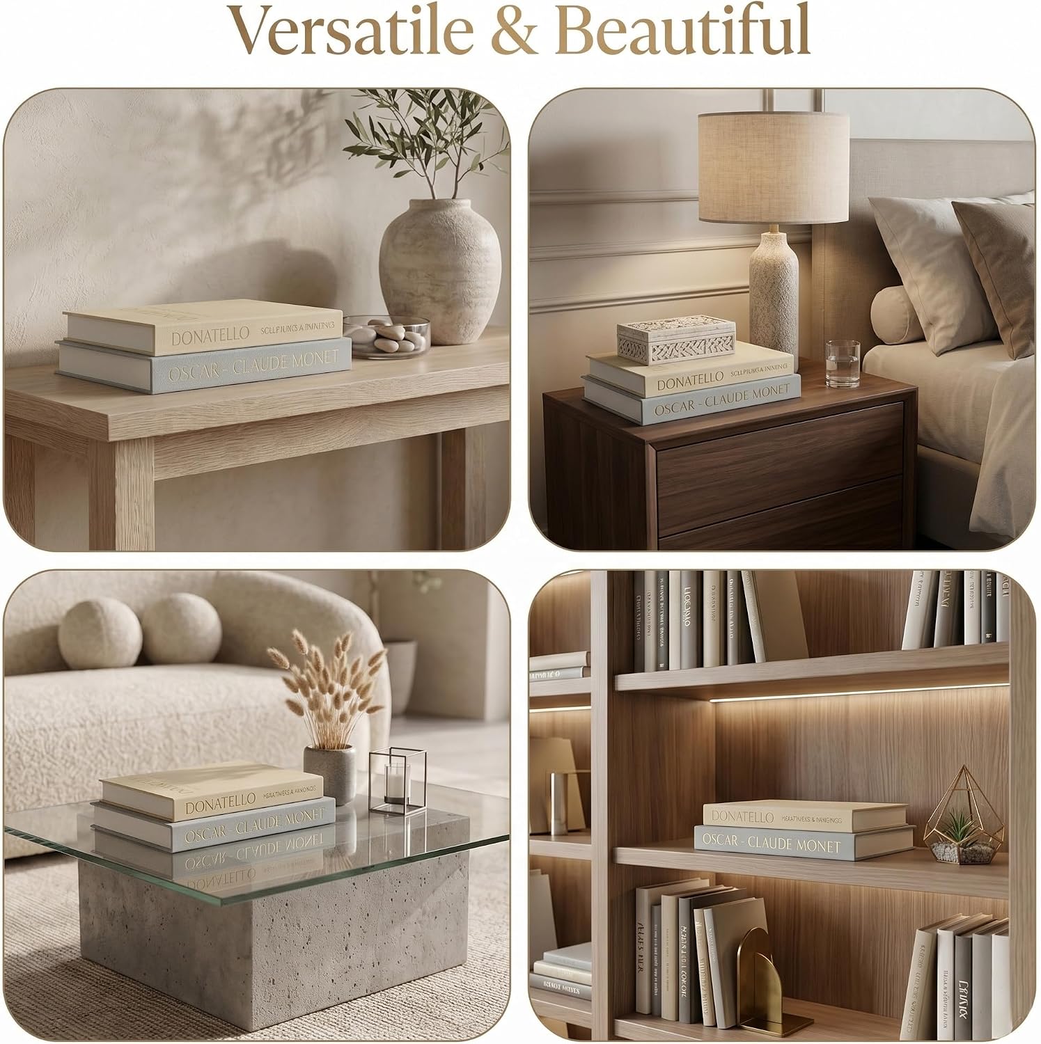 Faux Books for Decoration / Green - Beige / Set of 2