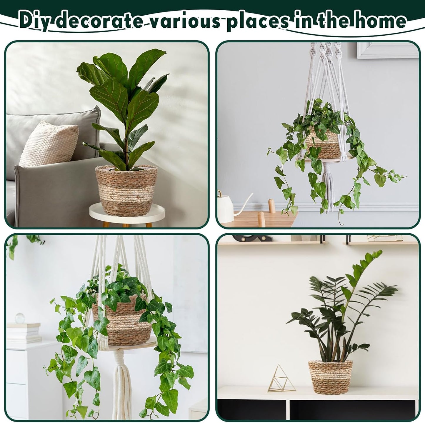 Seagrass Planter Basket Flower Pots Cover Plant Baskets Hand Woven Plant Basket / Novel / Set of 6