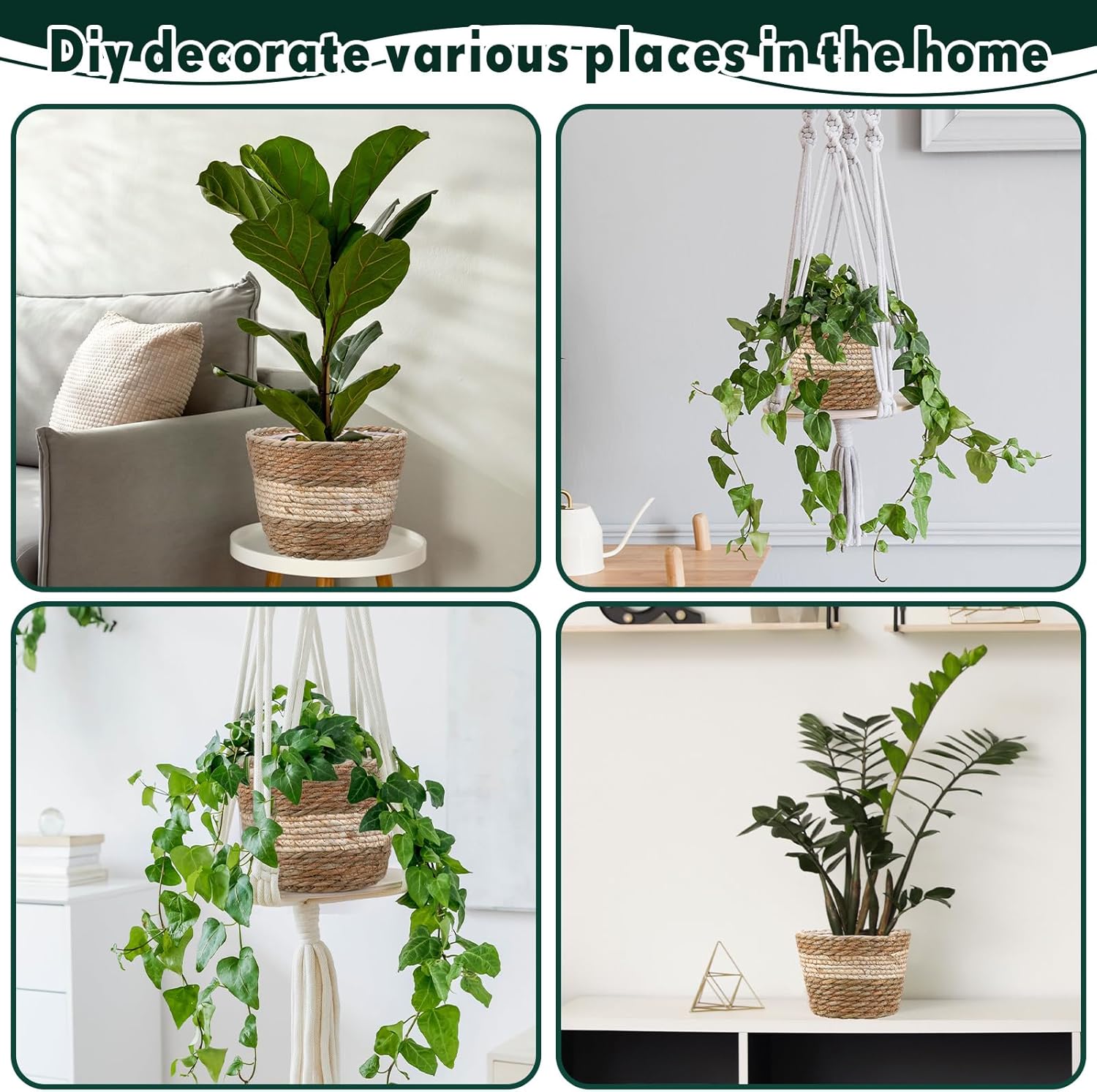 Seagrass Planter Basket Flower Pots Cover Plant Baskets Hand Woven Plant Basket / Novel / Set of 6