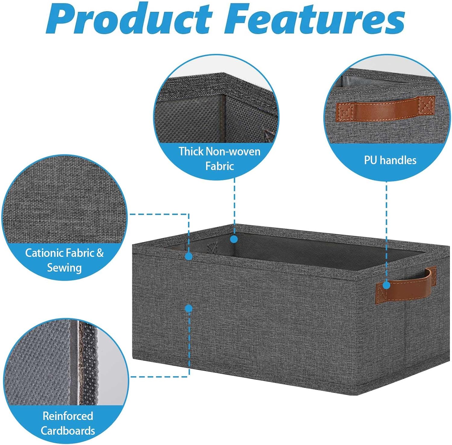 Storage Basket / Fabric Storage Bins / 11.8 x 7.87 x 5.11 / Small / Gray / Set of 6