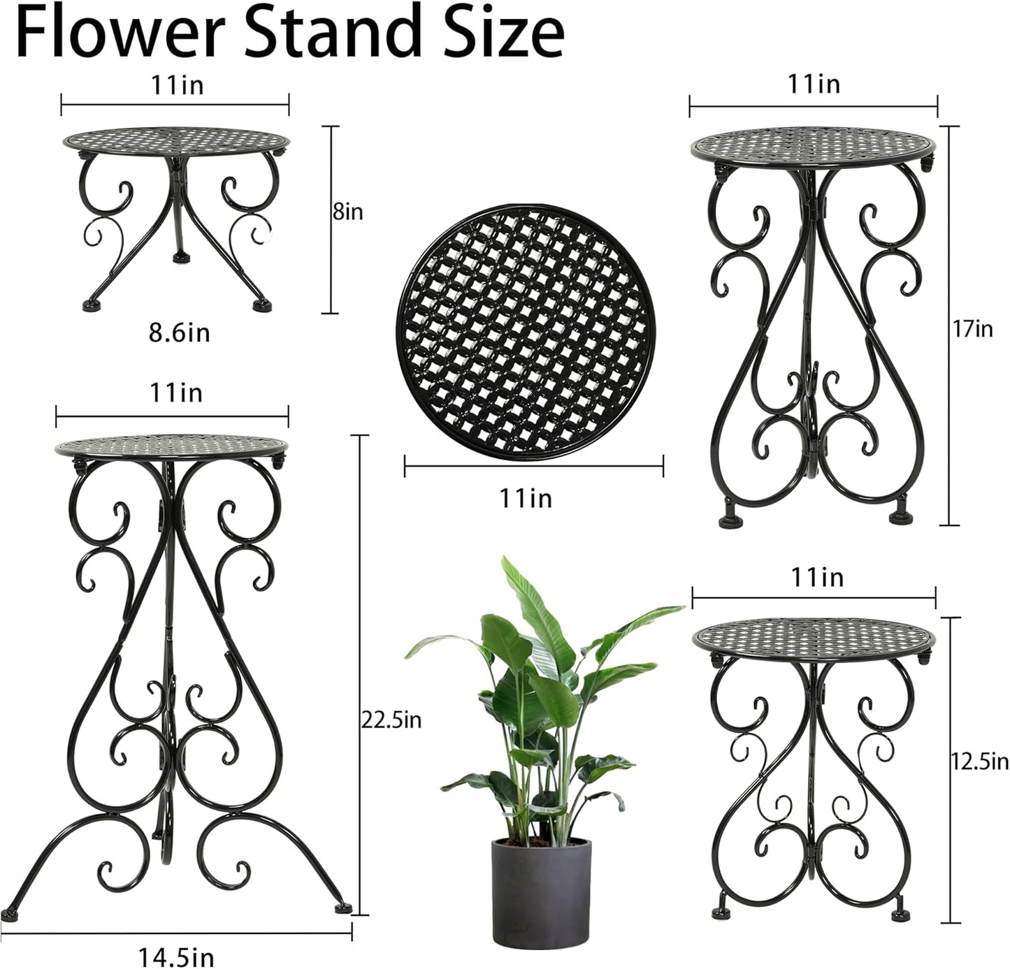 NAKUPE 4-Pack Metal Plant Stand for Indoor Outdoor, Heavy Duty Flower Pot Stands for Multiple Plants, Rustproof Iron