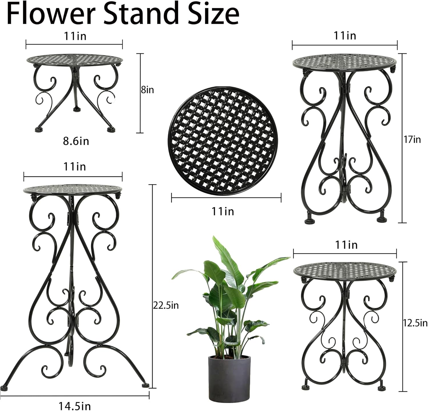 NAKUPE 4-Pack Metal Plant Stand for Indoor Outdoor, Heavy Duty Flower Pot Stands for Multiple Plants, Rustproof Iron