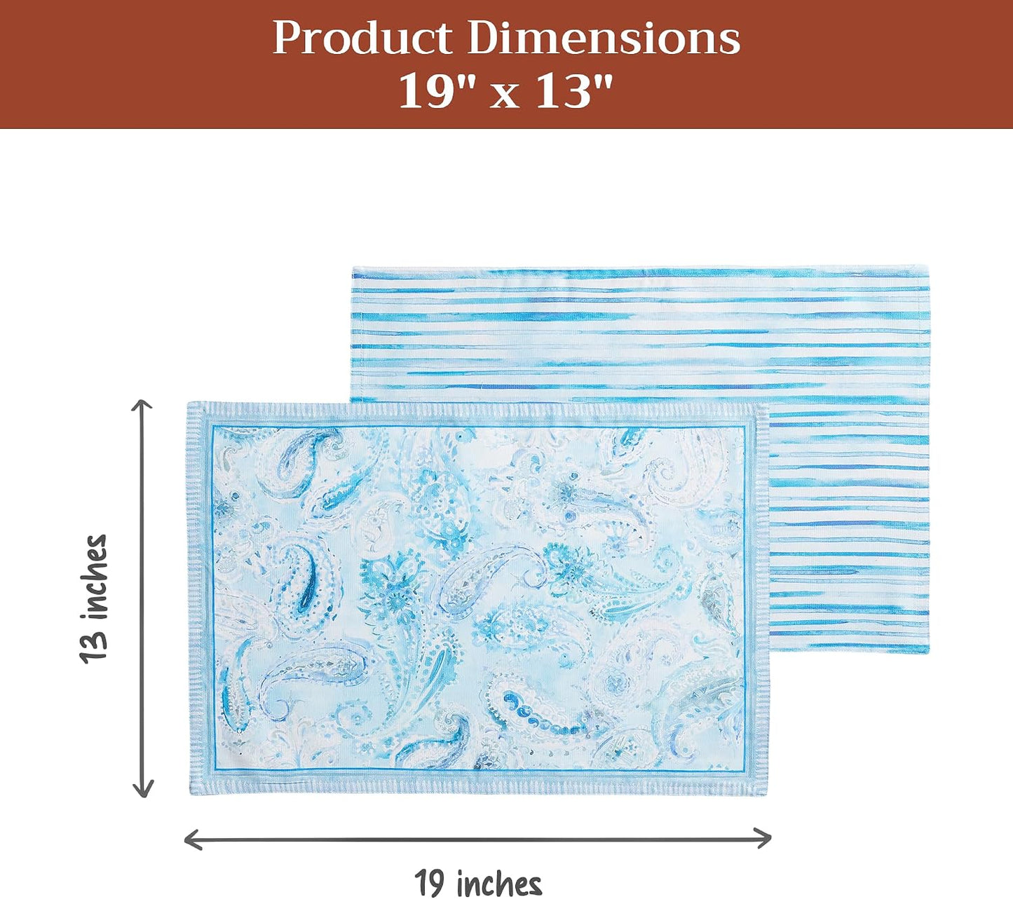 Maison d' Hermine Placemats Set of 4 Reusable 100% Combed Cotton (13"x19") | Cloth Place Mats Washable Table Mats for